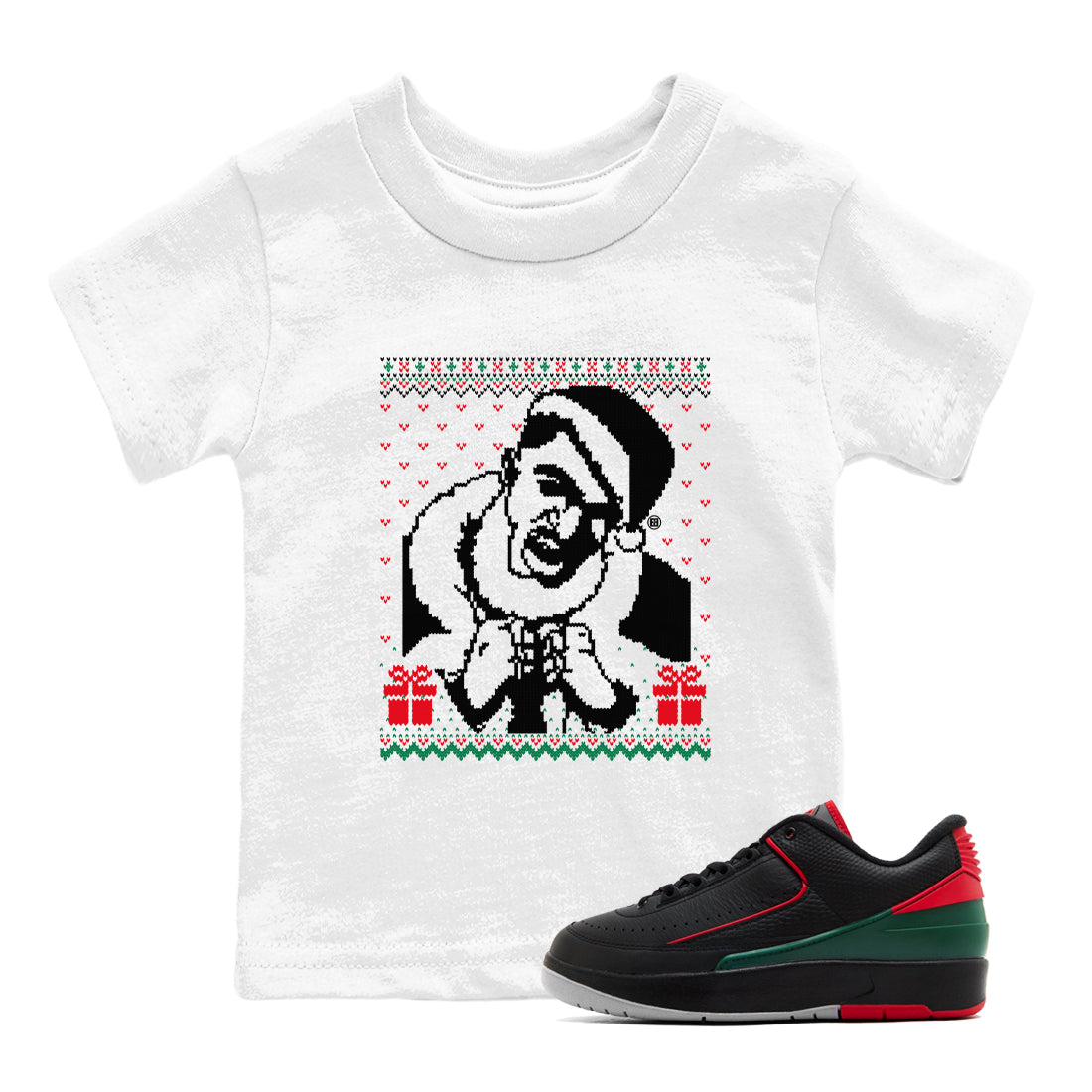 2s Christmas shirts to match jordans X Mas Gift Christmas Gangster Wrapper sneaker match tees Air Jordan 2 Retro Christmas match shoes to clothes Drip Gear Zone Youth Baby White 1 tee
