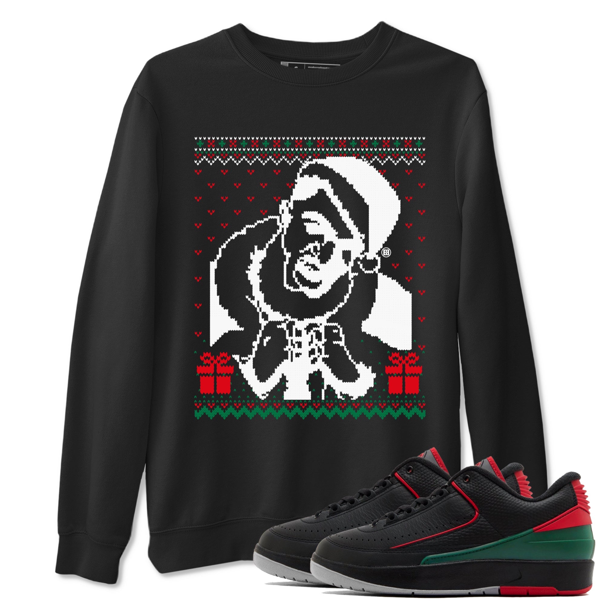 2s Christmas shirts to match jordans X Mas Gift Christmas Gangster Wrapper sneaker match tees Air Jordan 2 Retro Christmas match shoes to clothes Drip Gear Zone unisex cotton Black 1 shirts