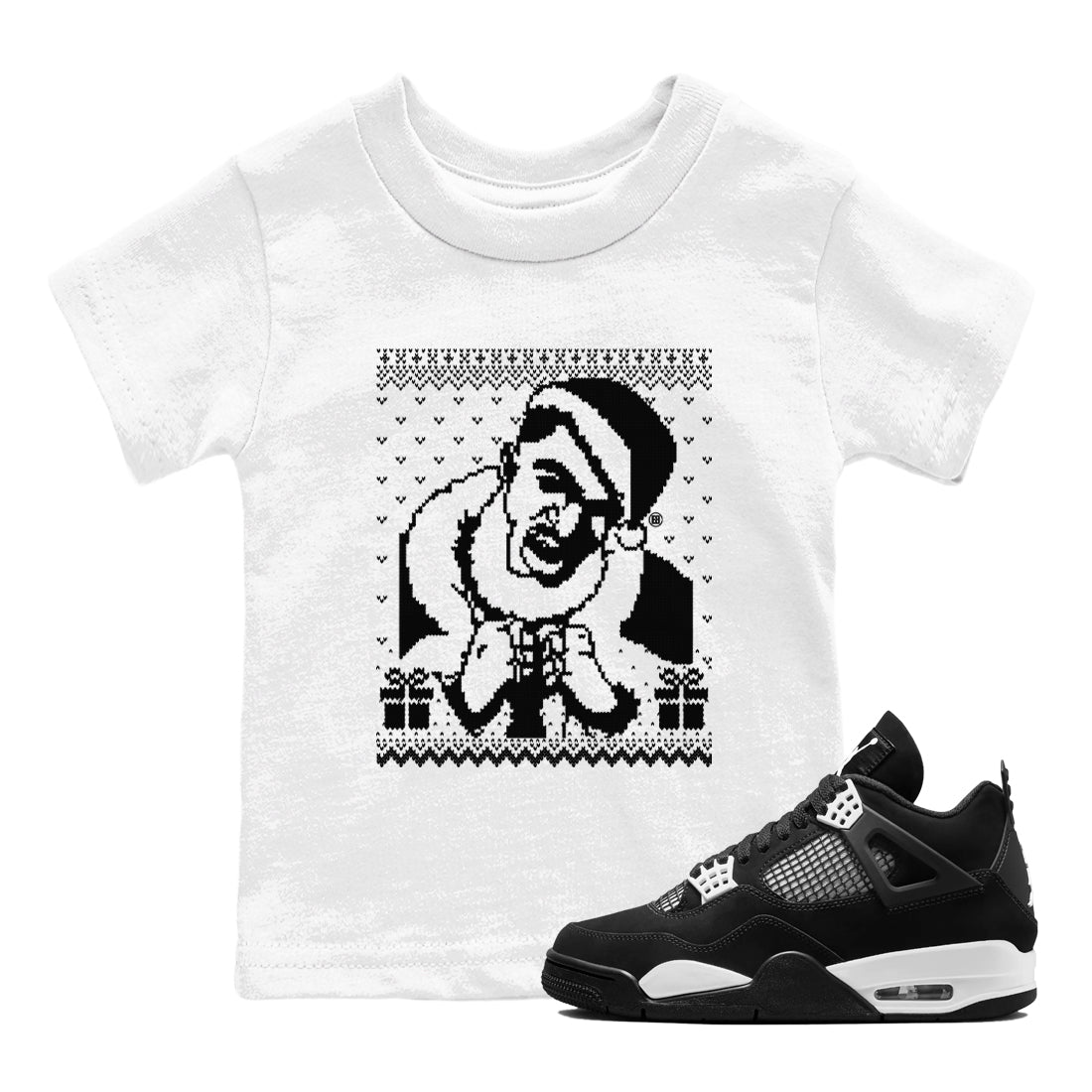 4s White Thunder shirts to match jordans X Mas Gift Christmas Gangster Wrapper sneaker match tees Air Jordan 4 Retro White Thunder match shoes to clothes Drip Gear Zone Youth Baby White 1 tee