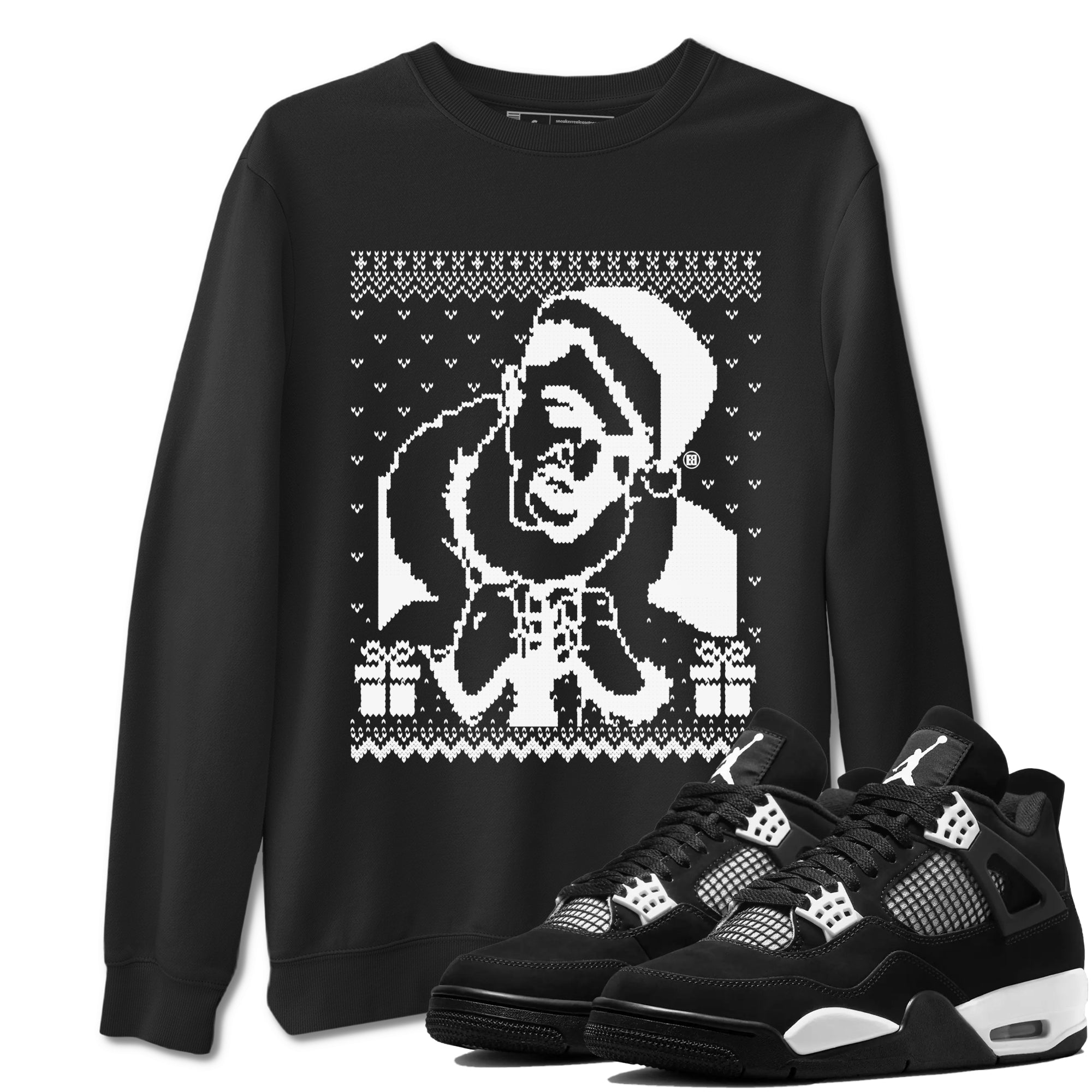 4s White Thunder shirts to match jordans X Mas Gift Christmas Gangster Wrapper sneaker match tees Air Jordan 4 Retro White Thunder match shoes to clothes Drip Gear Zone unisex cotton Black 1 shirts