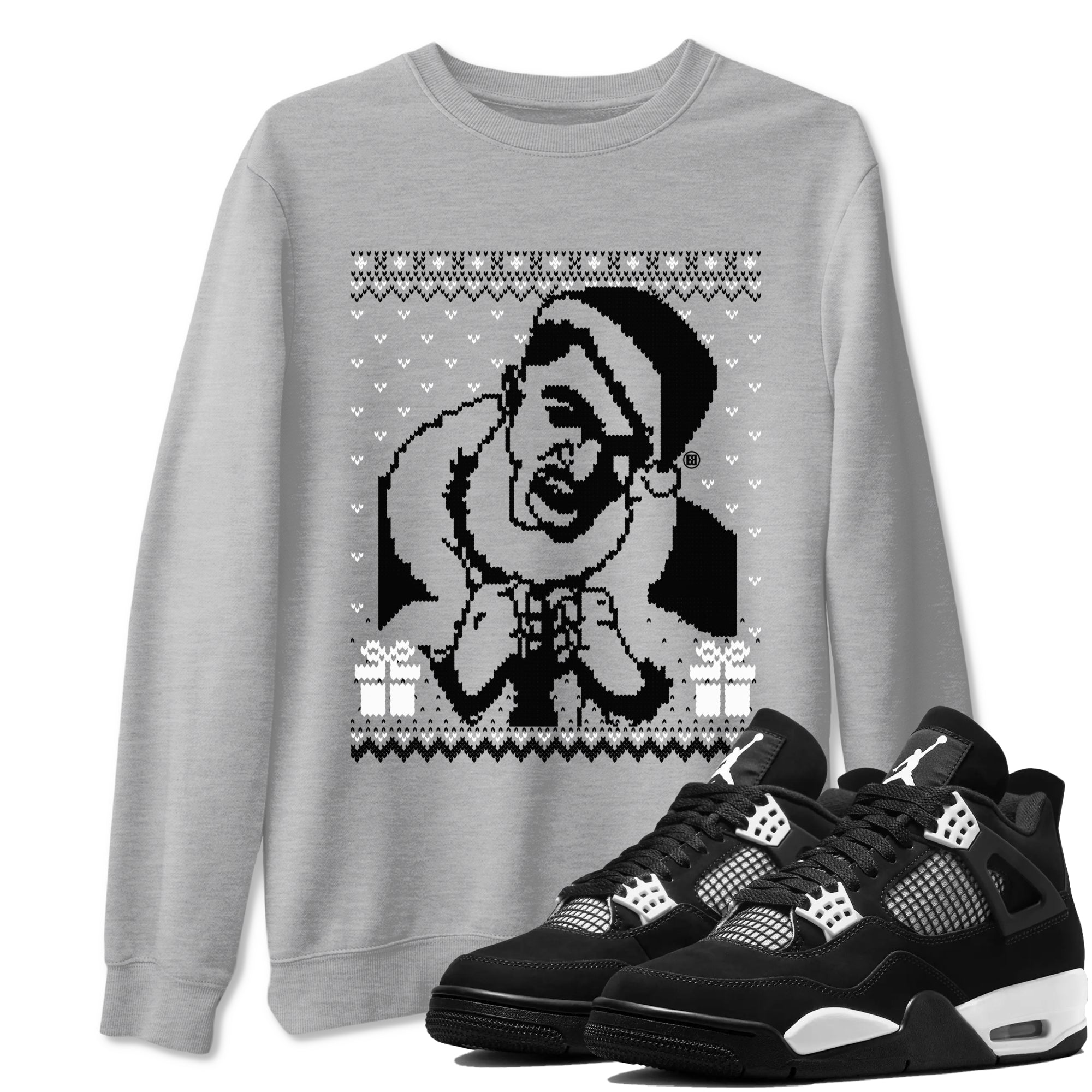 4s White Thunder shirts to match jordans X Mas Gift Christmas Gangster Wrapper sneaker match tees Air Jordan 4 Retro White Thunder match shoes to clothes Drip Gear Zone unisex cotton Heather Grey 1 shirts