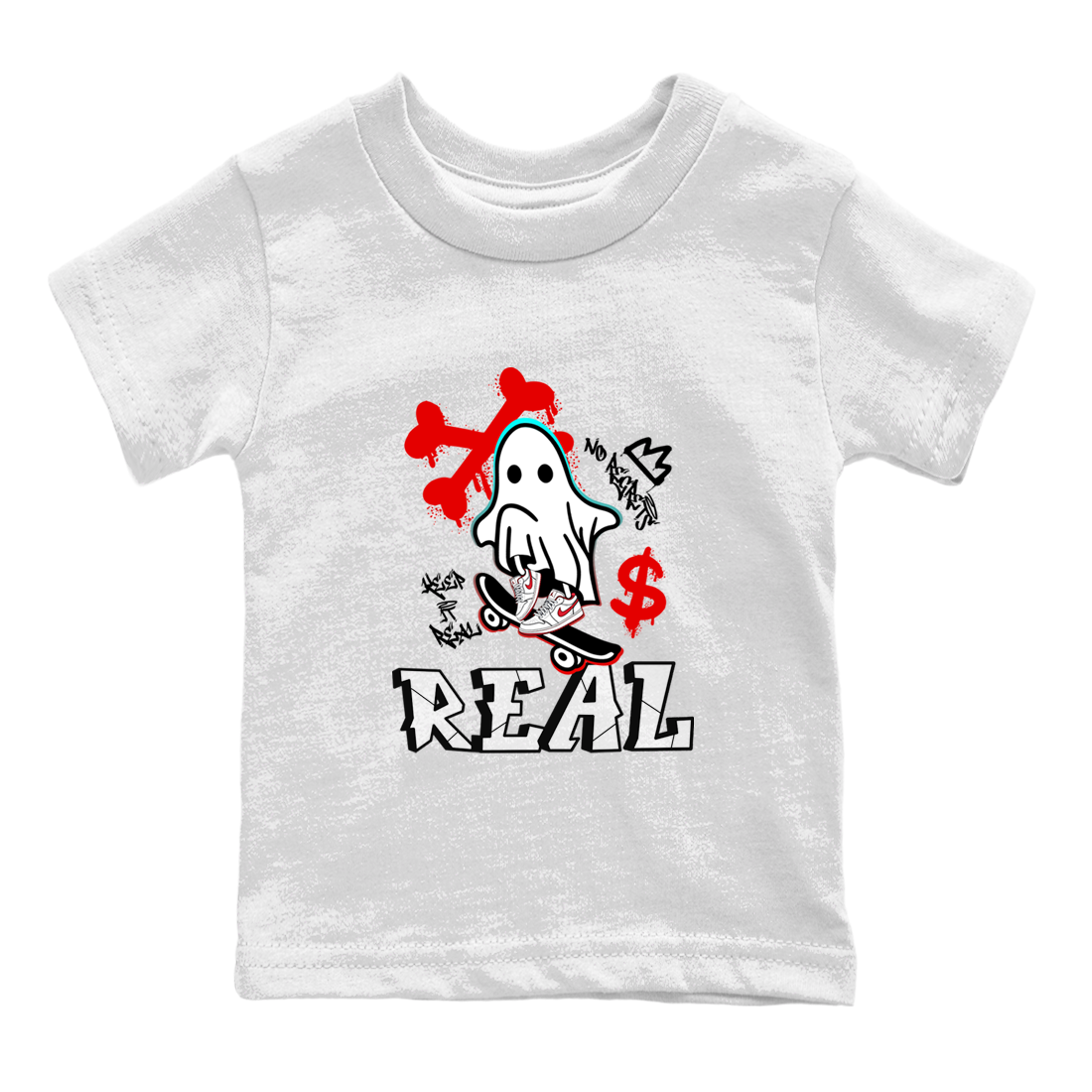 Air Jordan 1 University Red shirt to match jordans Ghost Skater sneaker tees Air Jordan 1 University Red Drip Gear Zone Casual Crew Neck T-Shirt Baby Toddler White 2 T-Shirt