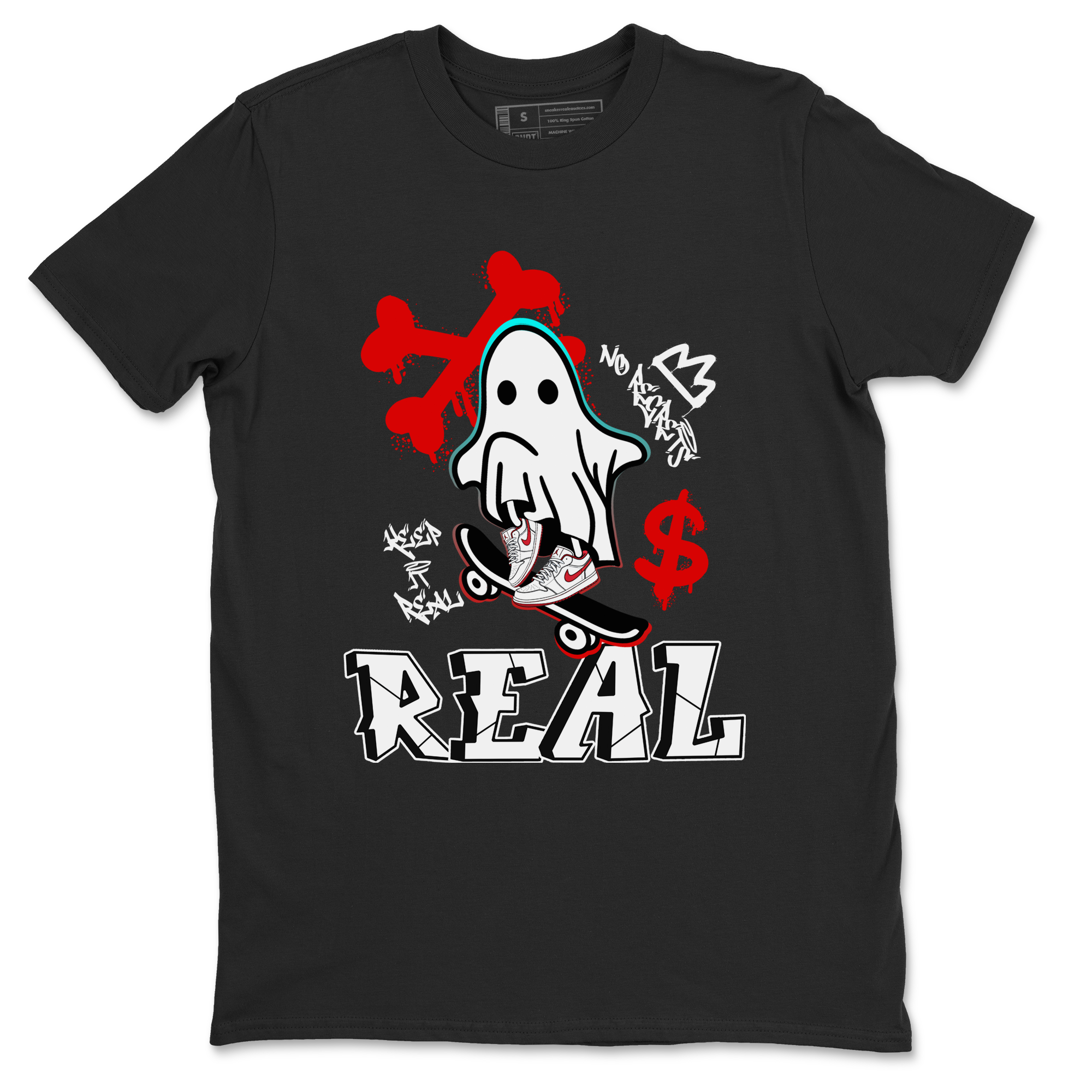Air Jordan 1 University Red shirt to match jordans Ghost Skater sneaker tees Air Jordan 1 University Red Drip Gear Zone Casual Crew Neck T-Shirt Unisex Black 2 T-Shirt