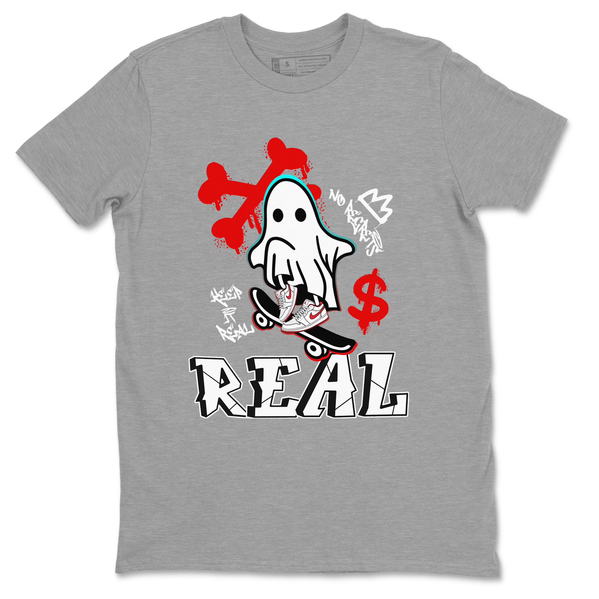 Air Jordan 1 University Red shirt to match jordans Ghost Skater sneaker tees Air Jordan 1 University Red Drip Gear Zone Casual Crew Neck T-Shirt Unisex Heather Grey 2 T-Shirt
