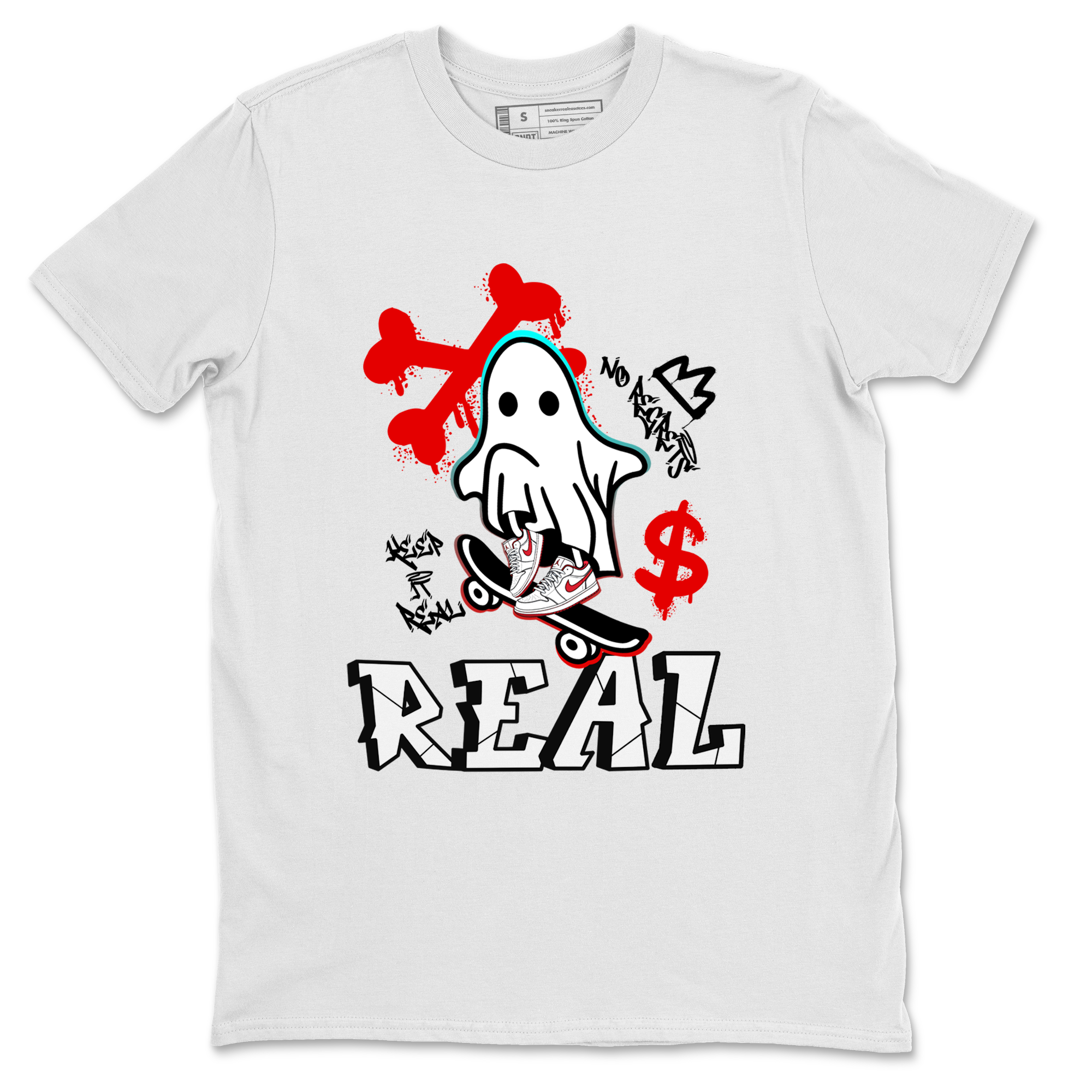 Air Jordan 1 University Red shirt to match jordans Ghost Skater sneaker tees Air Jordan 1 University Red Drip Gear Zone Casual Crew Neck T-Shirt Unisex White 2 T-Shirt