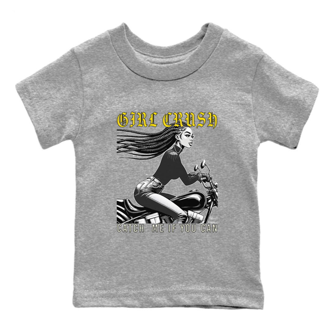 4s Vivid Sulfur shirt to match jordans Girl Crash sneaker tees AJ4 Vivid Sulfur Streetwear Brand Drip Gear Zone baby toddler Heather Grey 2 cotton Shirt