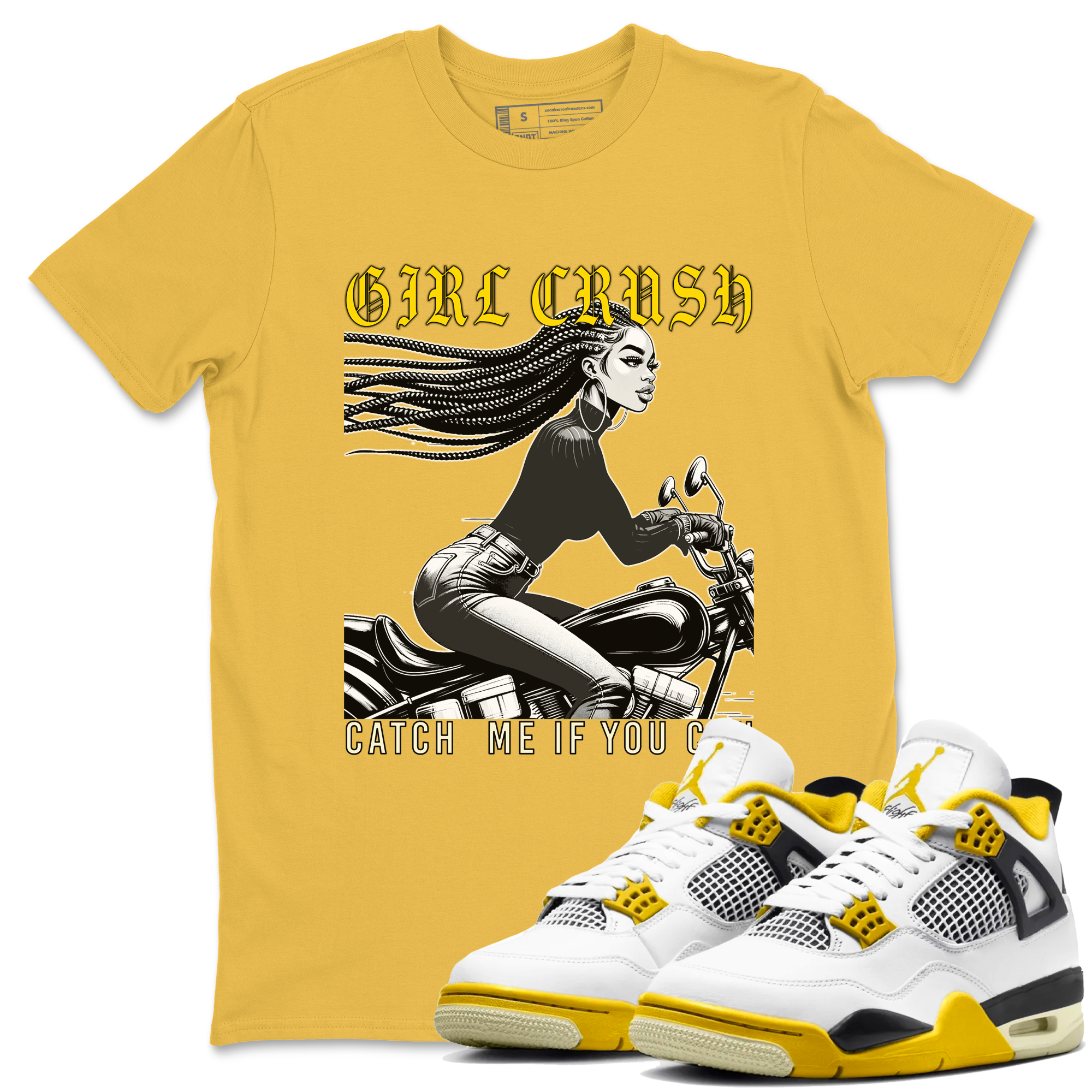 4s Vivid Sulfur shirt to match jordans Girl Crash sneaker tees AJ4 Vivid Sulfur Streetwear Brand Drip Gear Zone unisex cotton Daisy 1 crew neck shirt