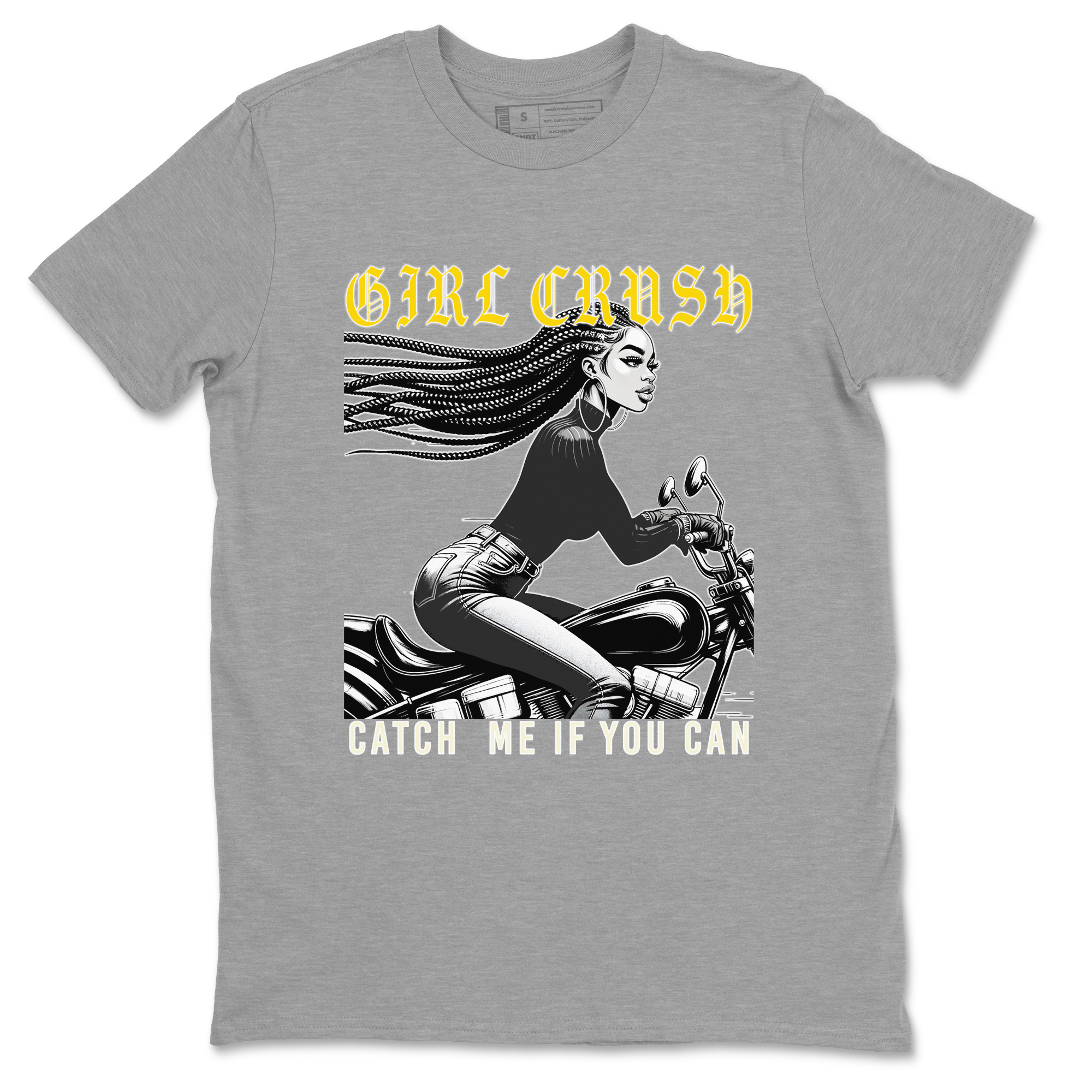 4s Vivid Sulfur shirt to match jordans Girl Crash sneaker tees AJ4 Vivid Sulfur Streetwear Brand Drip Gear Zone unisex cotton Heather Grey 2 crew neck shirt