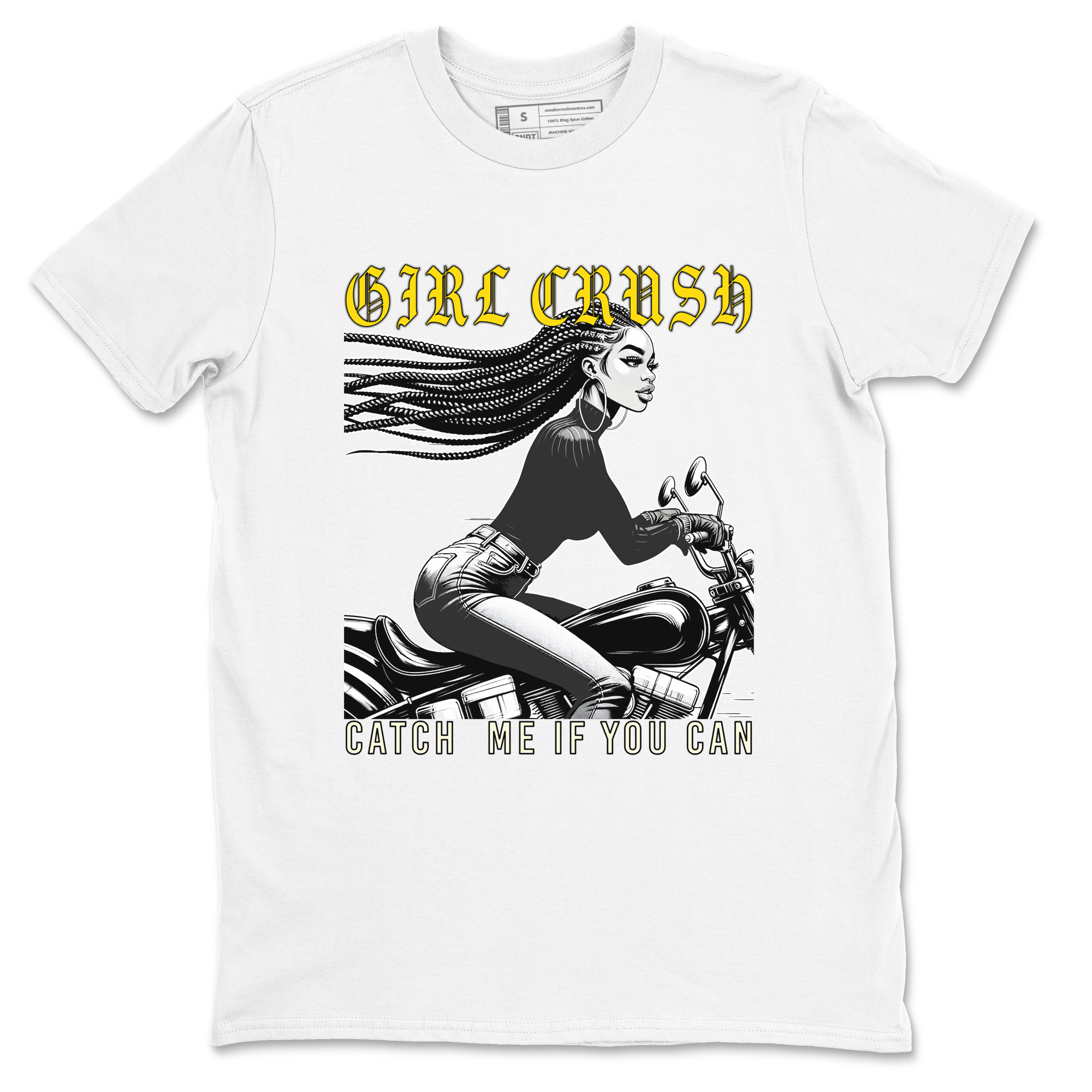 4s Vivid Sulfur shirt to match jordans Girl Crash sneaker tees AJ4 Vivid Sulfur Streetwear Brand Drip Gear Zone unisex cotton White 2 crew neck shirt