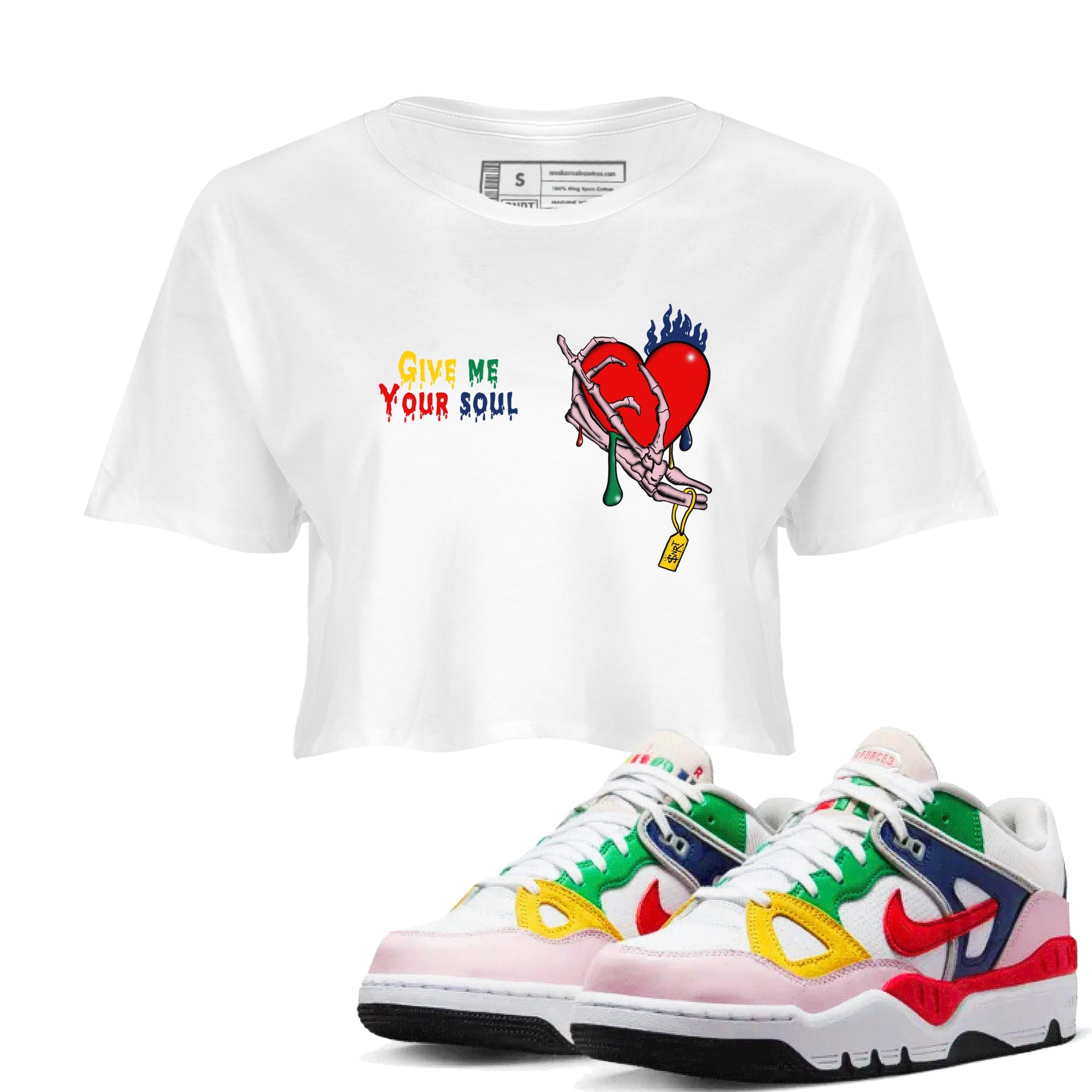 AF 3 Nigo shirtsto match jordans Give Me Your Soul sneaker match tees Air Force 3 Low x Nigo Blue Void and Tour Yellow match shoes to clothes Drip Gear Zone unisex cotton White 1 crop tee