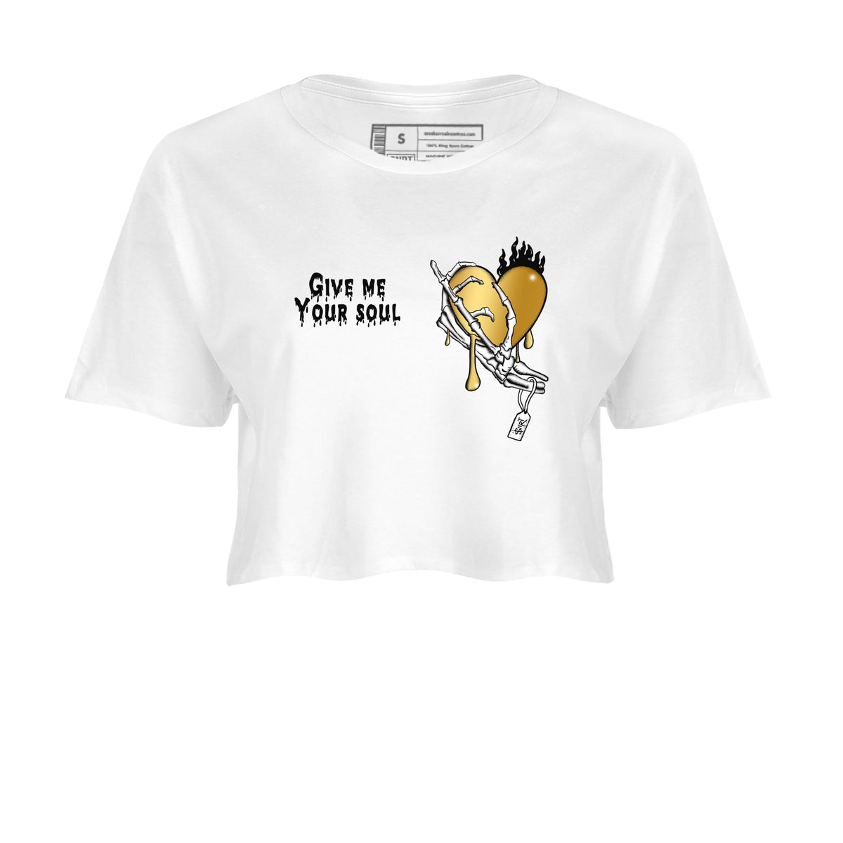 1s Black Metallic Gold shirts to match jordans Give Me Your Soul sneaker match tees Air Jordan 1 Black Metallic Gold Drip Gear Zone unisex cotton White 2 Crop Shirts