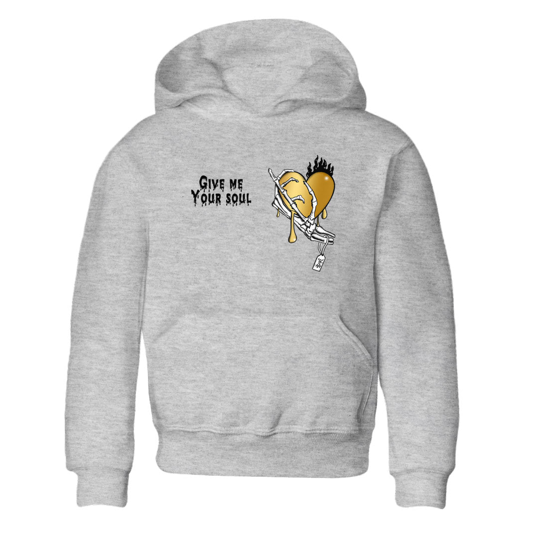 1s Black Metallic Gold shirts to match jordans Give Me Your Soul sneaker match tees Air Jordan 1 Black Metallic Gold Drip Gear Zone Youth Baby Heather Grey 2 crew neck shirts