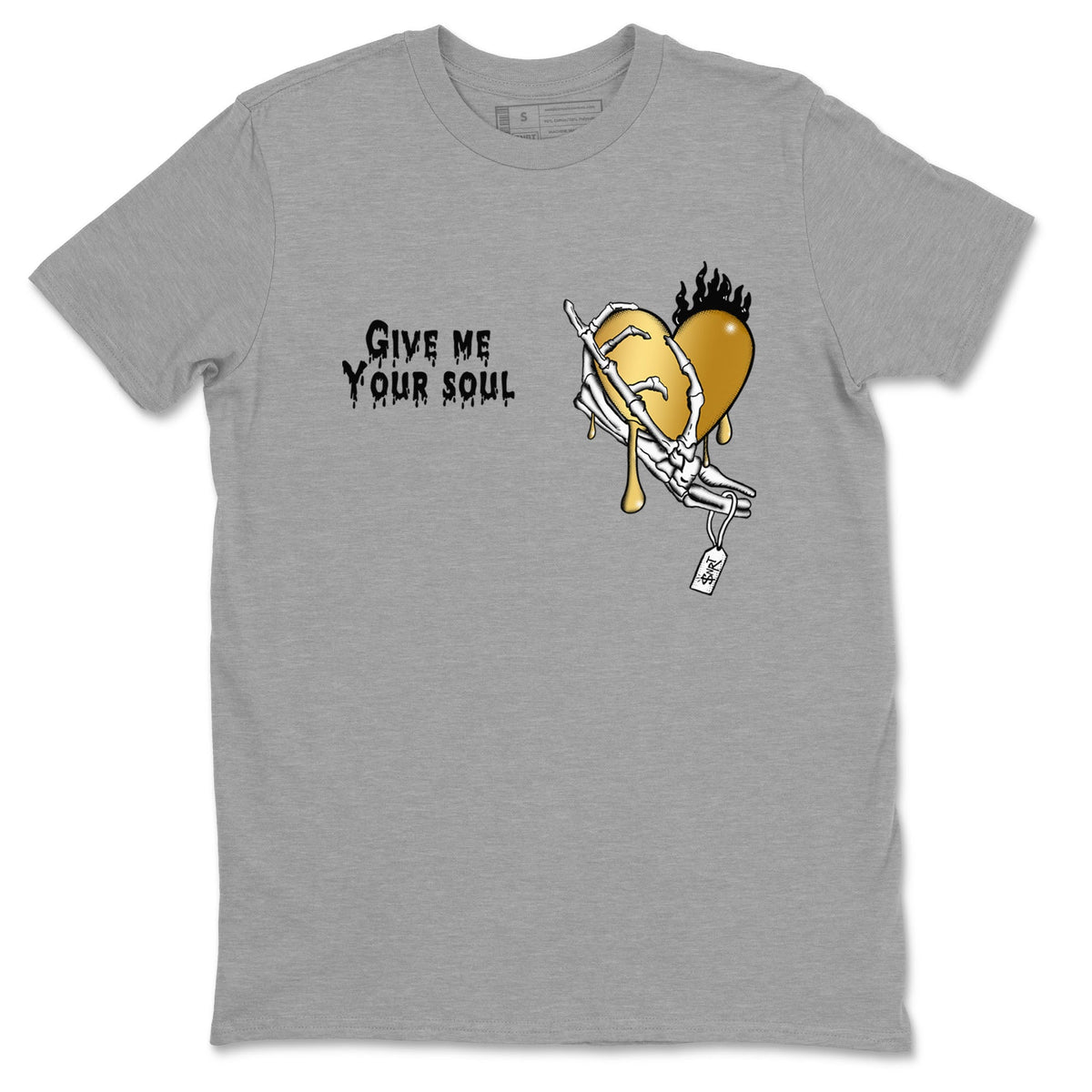 1s Black Metallic Gold shirts to match jordans Give Me Your Soul sneaker match tees Air Jordan 1 Black Metallic Gold Drip Gear Zone unisex cotton Heather Grey 2 crew neck shirts