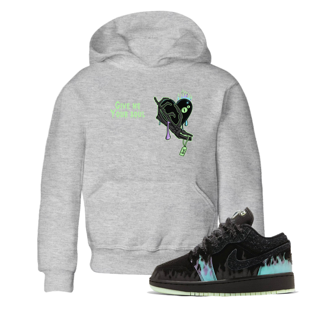 1s Fortune Fly shirts to match jordans Give Me Your Soul sneaker match tees Air Jordan 1 Fortune Fly match shoes to clothes Drip Gear Zone Youth Baby Heather Grey 1 tee