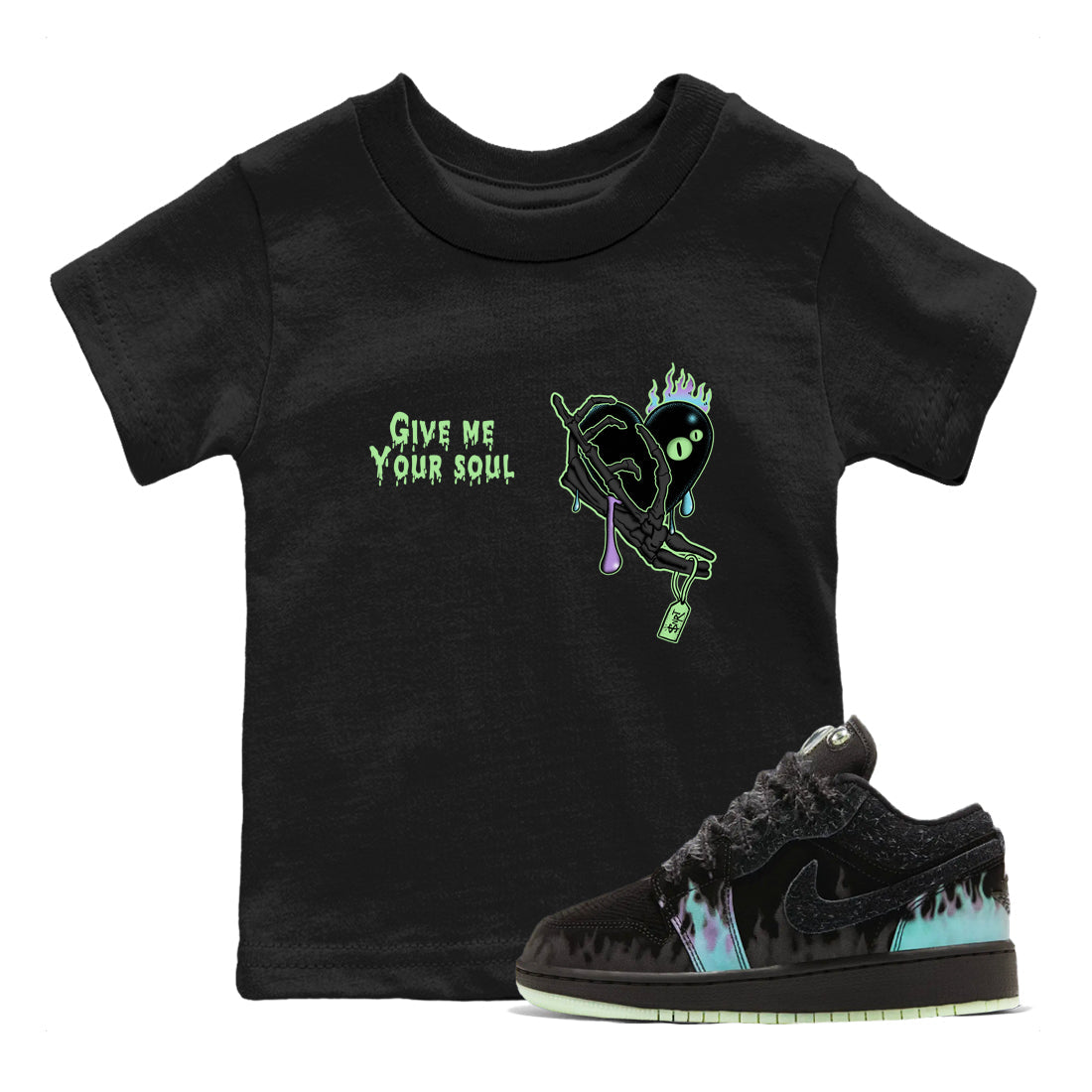 1s Fortune Fly shirts to match jordans Give Me Your Soul sneaker match tees Air Jordan 1 Fortune Fly match shoes to clothes Drip Gear Zone Youth Baby Black 1 tee