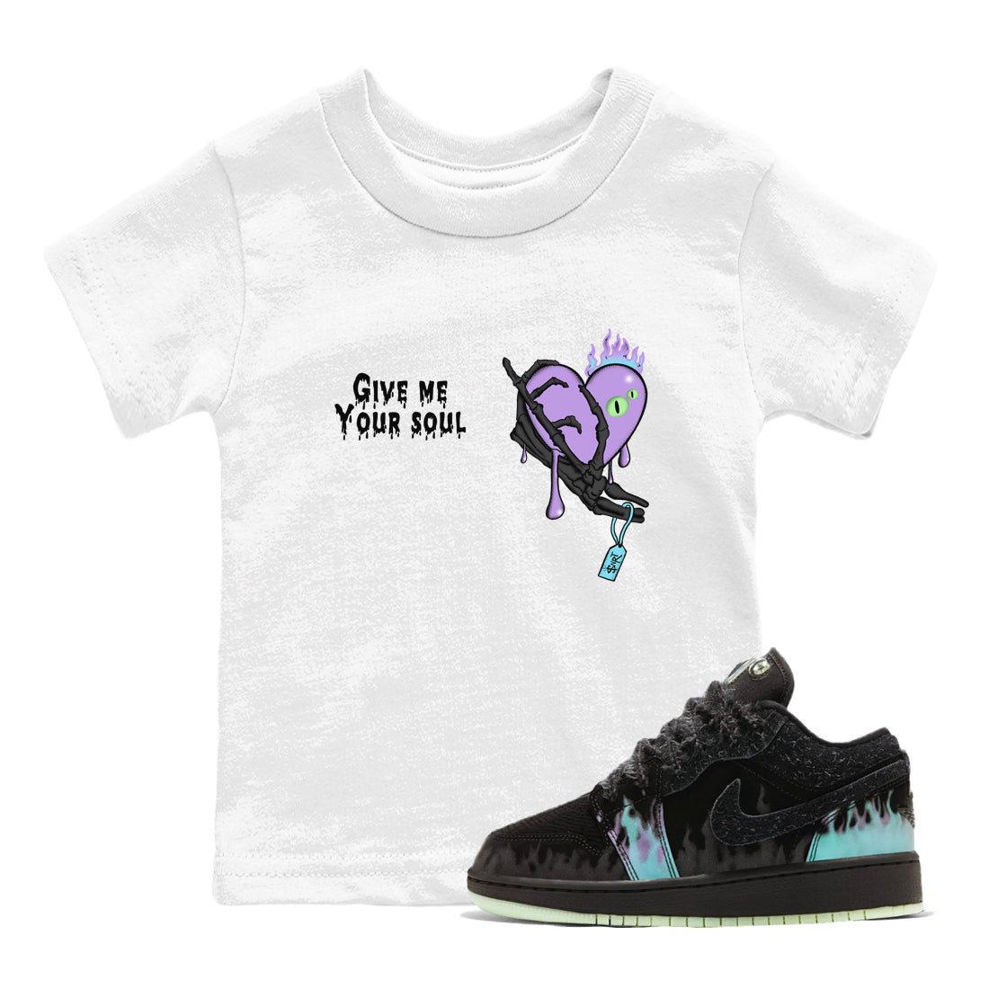 1s Fortune Fly shirts to match jordans Give Me Your Soul sneaker match tees Air Jordan 1 Fortune Fly match shoes to clothes Drip Gear Zone Youth Baby White 1 tee