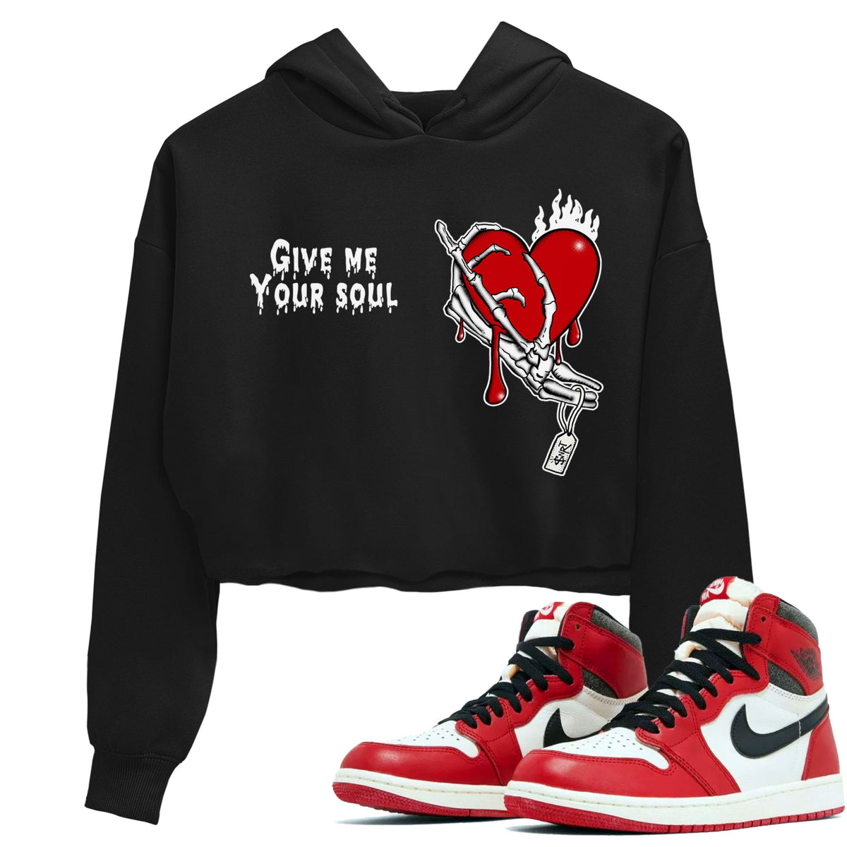 1s Lost & Found shirts to match jordans Give Me Your Soul sneaker match tees Air Jordan 1 Lost & Found Drip Gear Zone unisex cotton Black 1 Crop Shirts