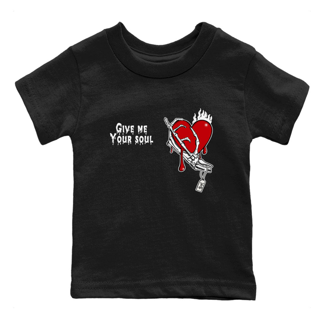 1s Lost & Found shirts to match jordans Give Me Your Soul sneaker match tees Air Jordan 1 Lost & Found Drip Gear Zone Youth Baby Black 2 crew neck shirts