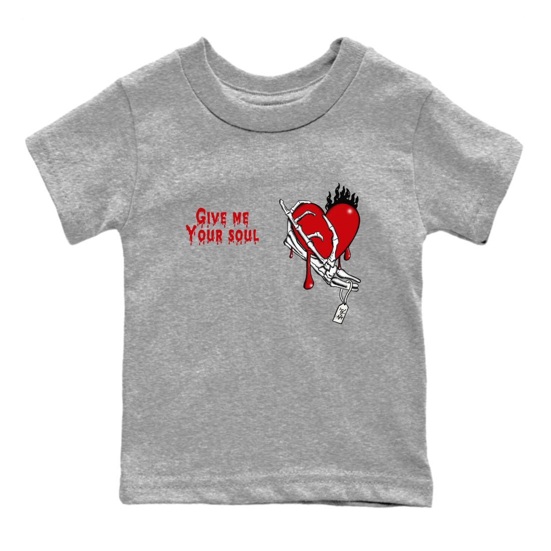 1s Lost & Found shirts to match jordans Give Me Your Soul sneaker match tees Air Jordan 1 Lost & Found Drip Gear Zone Youth Baby Heather Grey 2 crew neck shirts