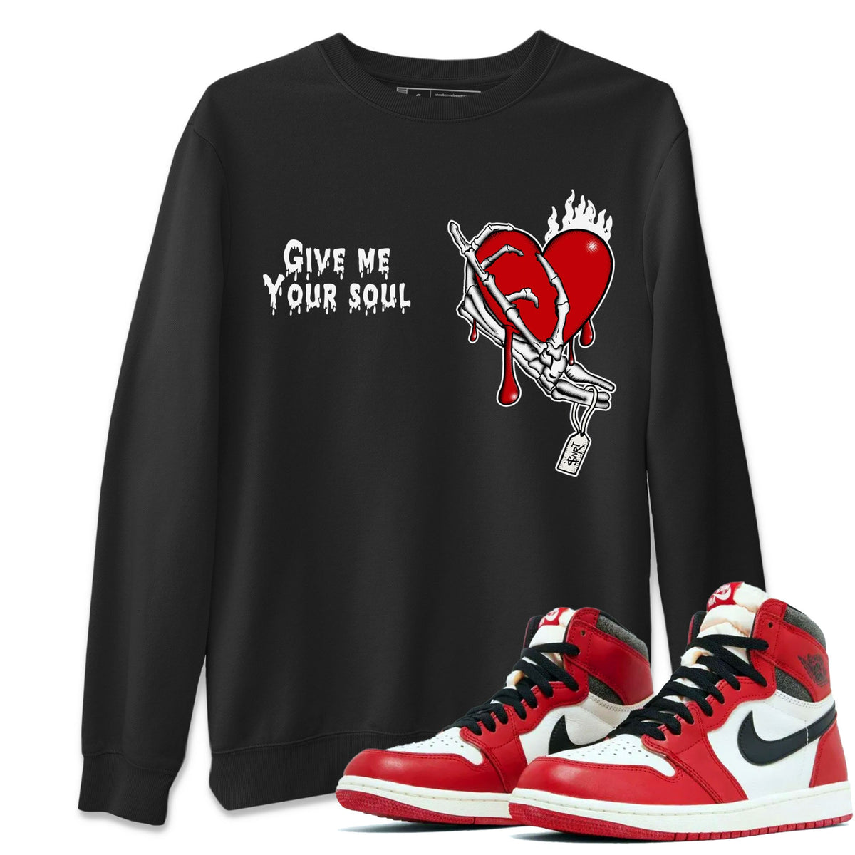 1s Lost & Found shirts to match jordans Give Me Your Soul sneaker match tees Air Jordan 1 Lost & Found Drip Gear Zone unisex cotton Black 1 crew neck shirts