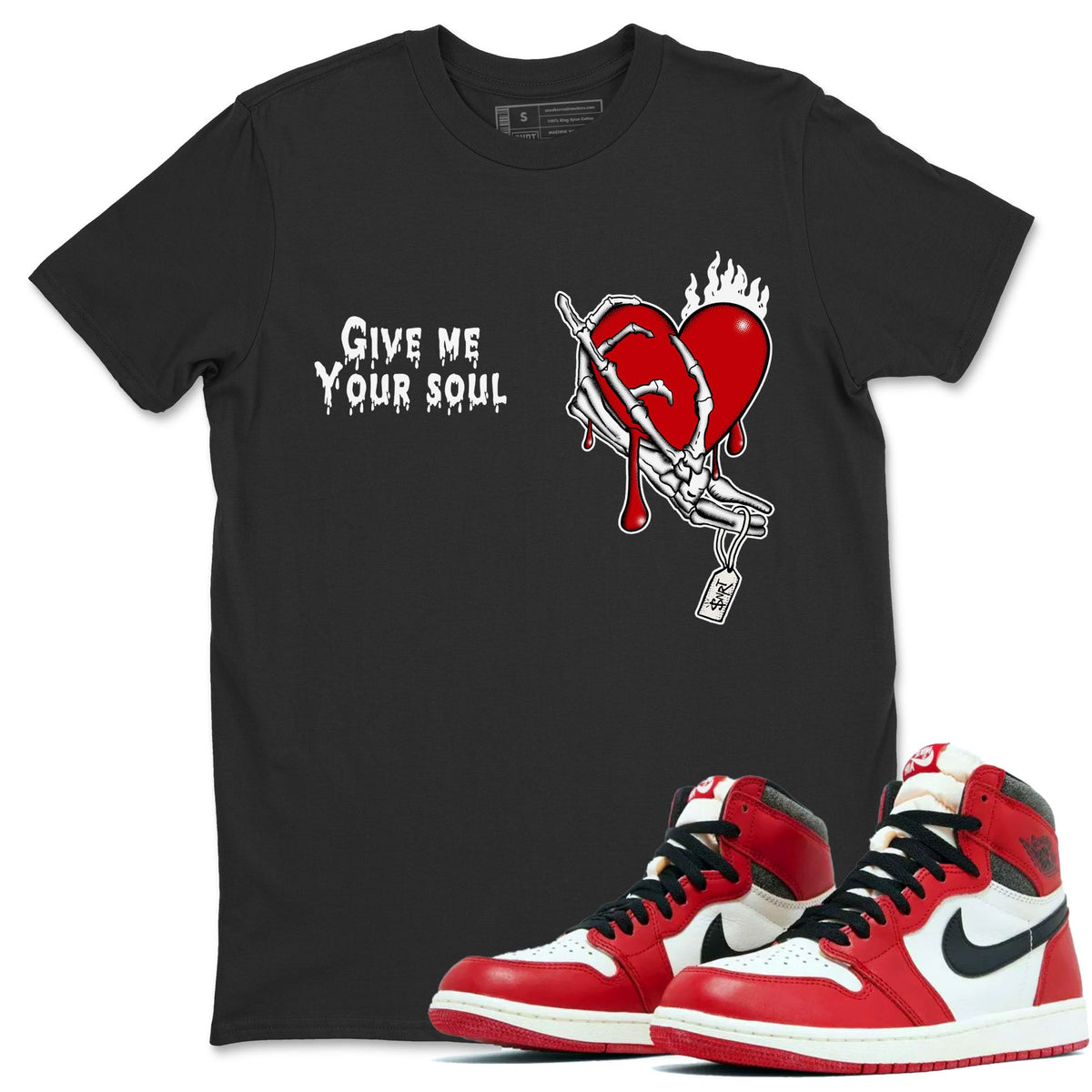 1s Lost & Found shirts to match jordans Give Me Your Soul sneaker match tees Air Jordan 1 Lost & Found Drip Gear Zone unisex cotton Black 1 crew neck shirts