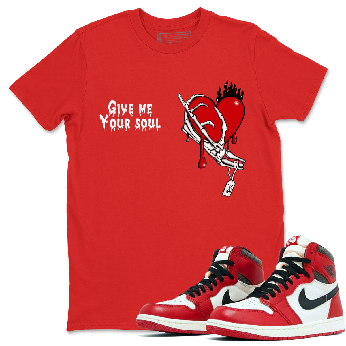 1s Lost & Found shirts to match jordans Give Me Your Soul sneaker match tees Air Jordan 1 Lost & Found Drip Gear Zone unisex cotton Red 1 crew neck shirts