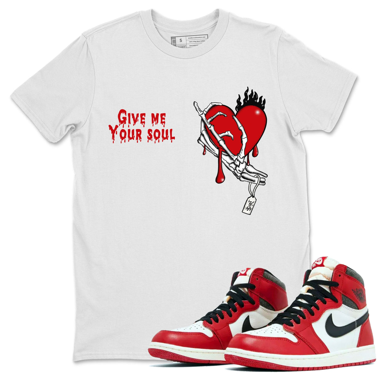 1s Lost & Found shirts to match jordans Give Me Your Soul sneaker match tees Air Jordan 1 Lost & Found Drip Gear Zone unisex cotton White 1 crew neck shirts