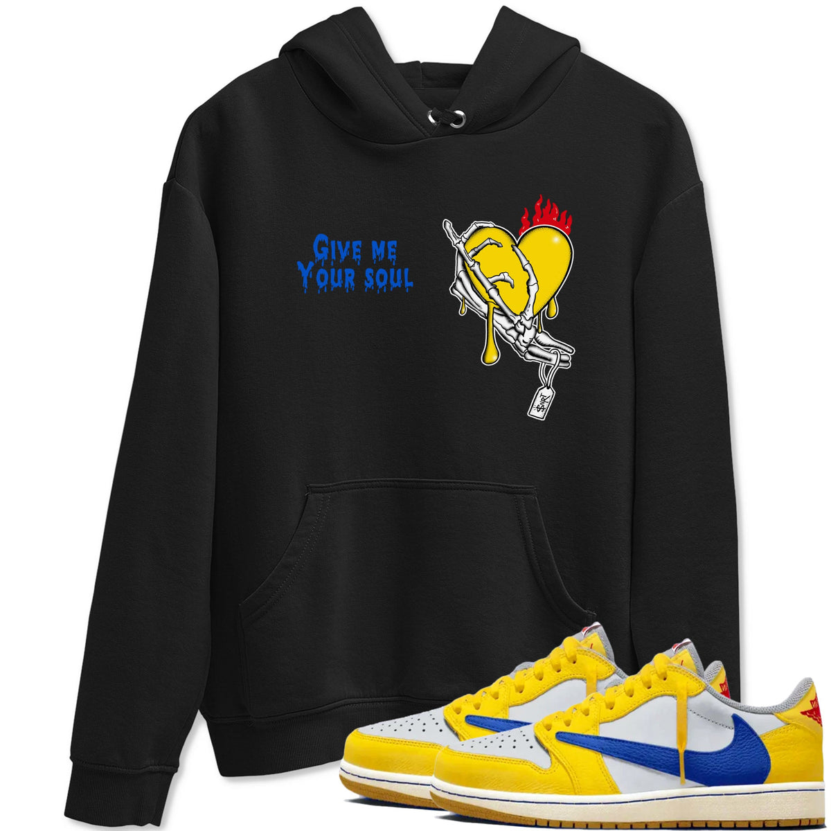 1s Travis Scott Canary shirts to match jordans Give Me Your Soul sneaker match tees Air Jordan 1 Travis Scott Canary Drip Gear Zone unisex cotton Black 1 crew neck shirts