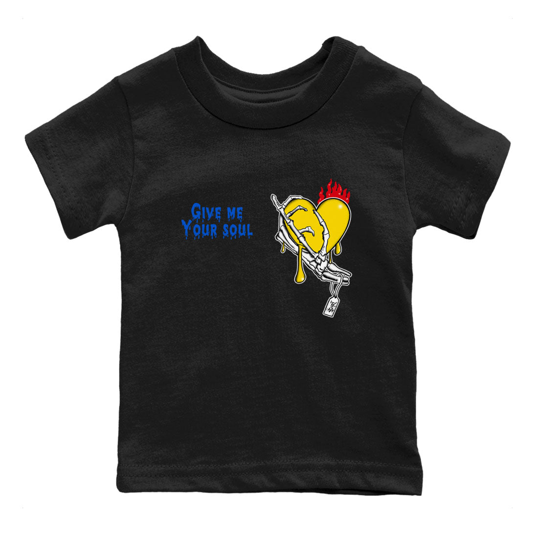 1s Travis Scott Canary shirts to match jordans Give Me Your Soul sneaker match tees Air Jordan 1 Travis Scott Canary Drip Gear Zone Youth Baby Black 2 crew neck shirts