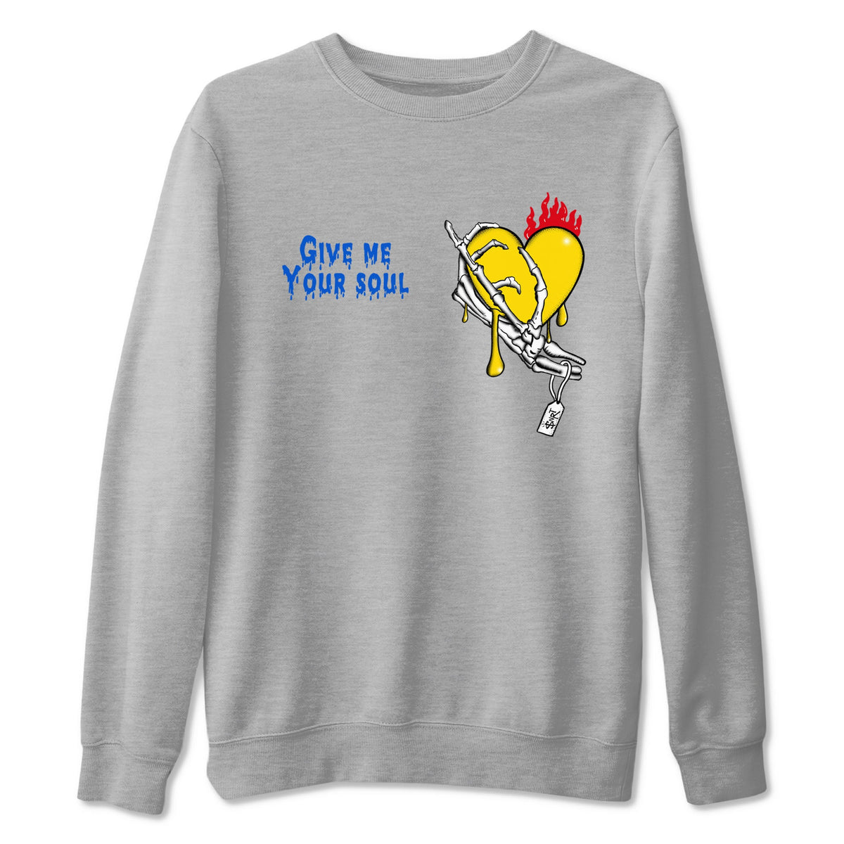1s Travis Scott Canary shirts to match jordans Give Me Your Soul sneaker match tees Air Jordan 1 Travis Scott Canary Drip Gear Zone unisex cotton Heather Grey 2 crew neck shirts