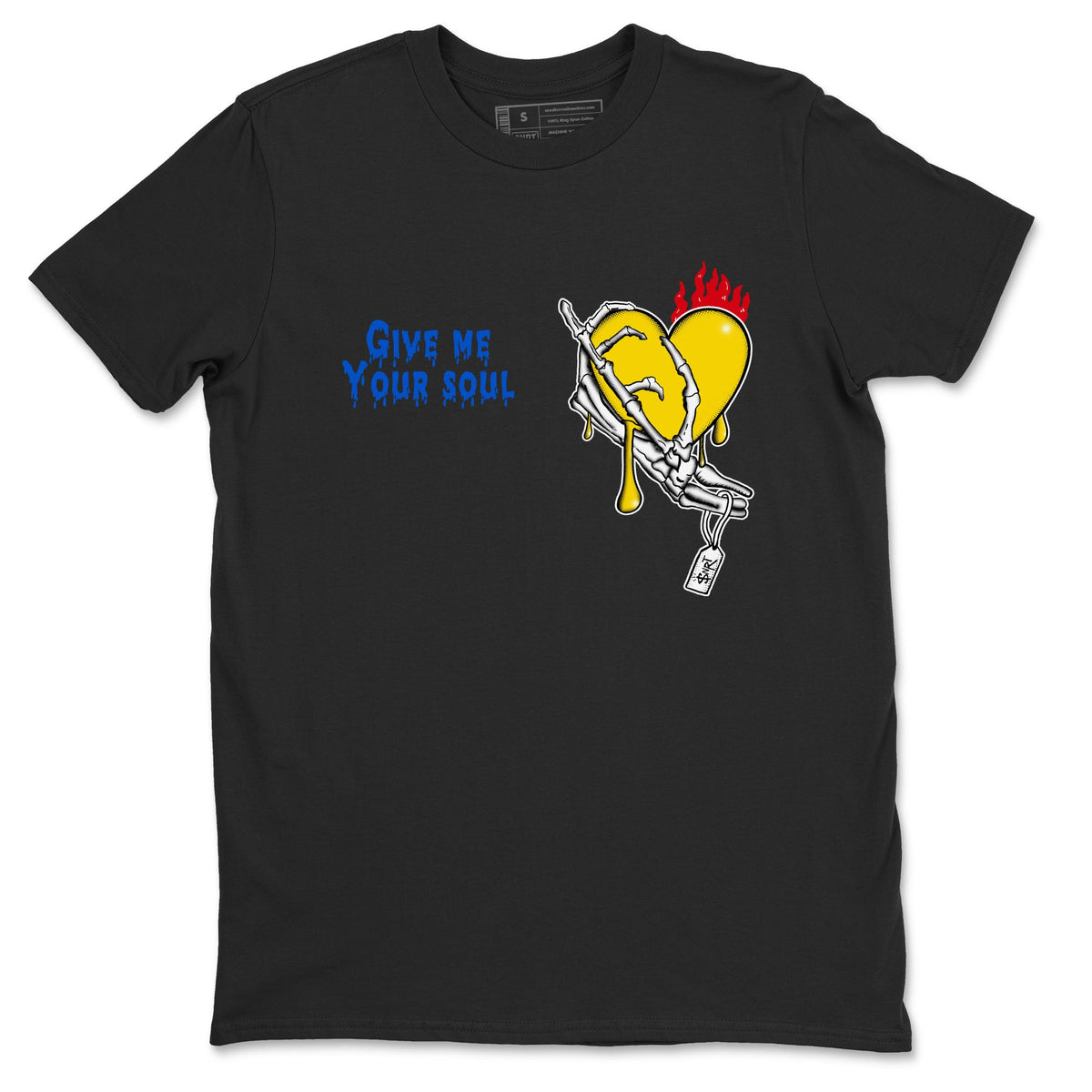 1s Travis Scott Canary shirts to match jordans Give Me Your Soul sneaker match tees Air Jordan 1 Travis Scott Canary Drip Gear Zone unisex cotton Black 2 crew neck shirts