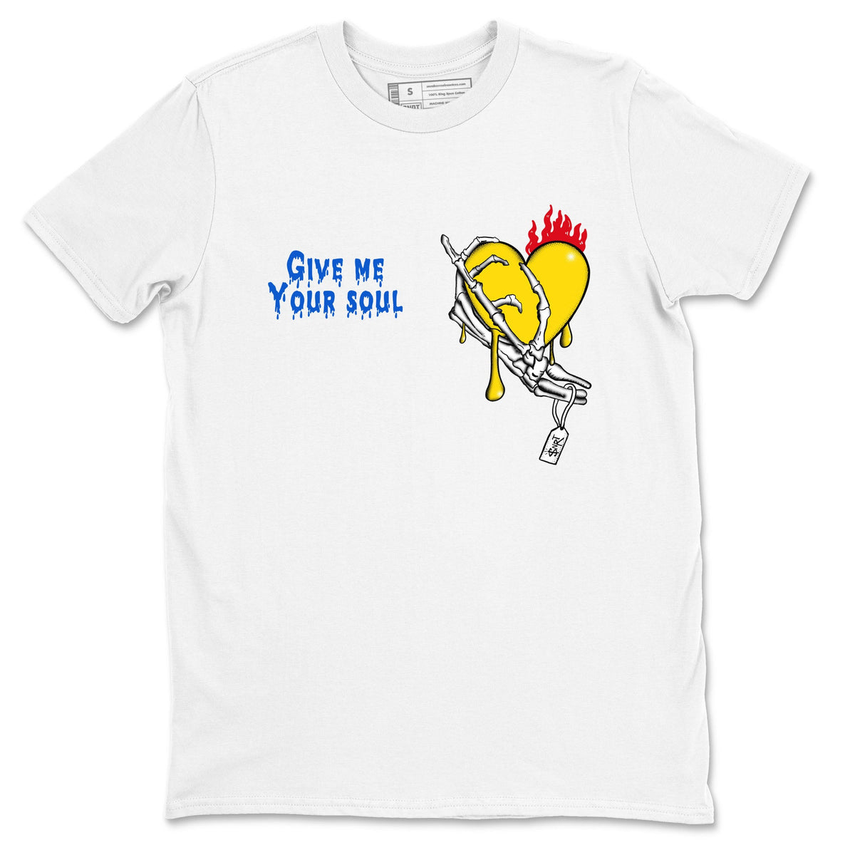 1s Travis Scott Canary shirts to match jordans Give Me Your Soul sneaker match tees Air Jordan 1 Travis Scott Canary Drip Gear Zone unisex cotton White 2 crew neck shirts