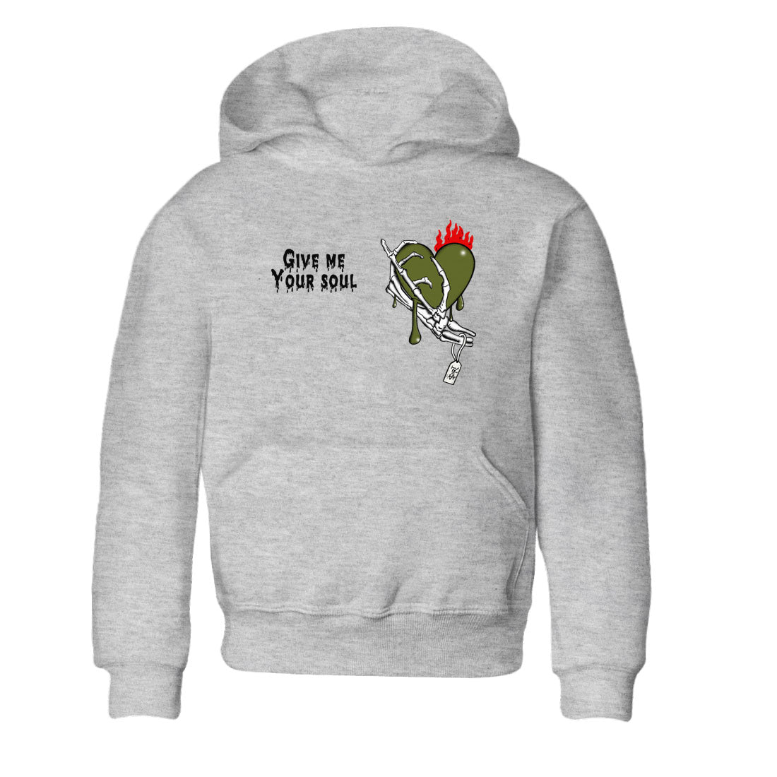 1s Travis Scott Olive shirts to match jordans Give Me Your Soul sneaker match tees Air Jordan 1 Travis Scott Olive Drip Gear Zone Youth Baby Heather Grey 2 crew neck shirts