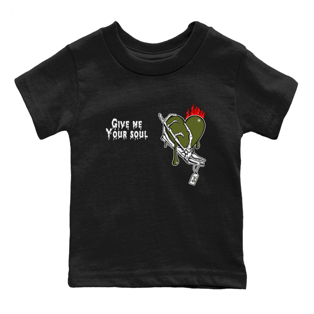 1s Travis Scott Olive shirts to match jordans Give Me Your Soul sneaker match tees Air Jordan 1 Travis Scott Olive Drip Gear Zone Youth Baby Black 2 crew neck shirts