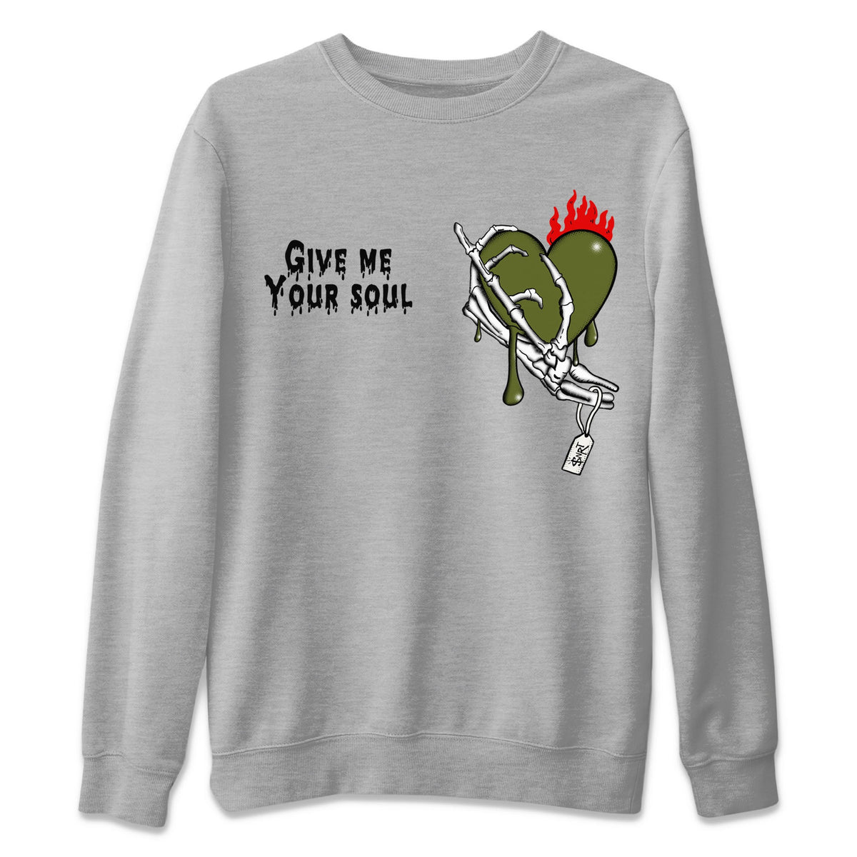 1s Travis Scott Olive shirts to match jordans Give Me Your Soul sneaker match tees Air Jordan 1 Travis Scott Olive Drip Gear Zone unisex cotton Heather Grey 2 crew neck shirts