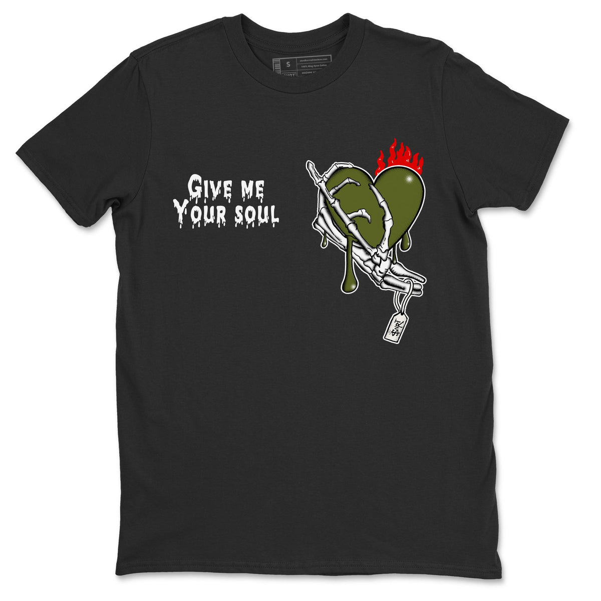 1s Travis Scott Olive shirts to match jordans Give Me Your Soul sneaker match tees Air Jordan 1 Travis Scott Olive Drip Gear Zone unisex cotton Black 2 crew neck shirts