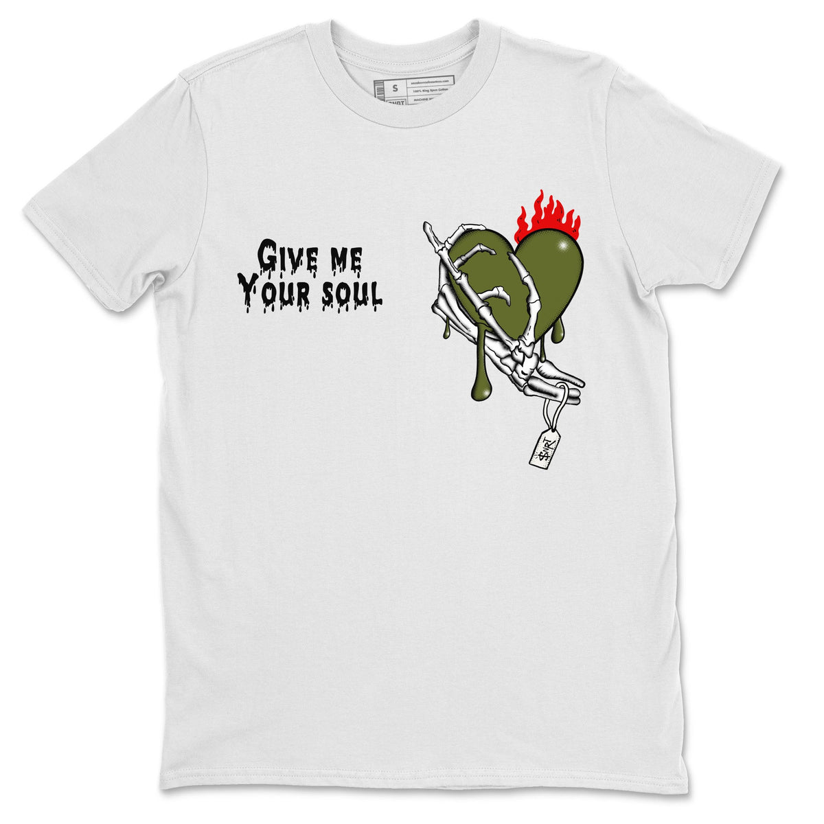 1s Travis Scott Olive shirts to match jordans Give Me Your Soul sneaker match tees Air Jordan 1 Travis Scott Olive Drip Gear Zone unisex cotton White 2 crew neck shirts