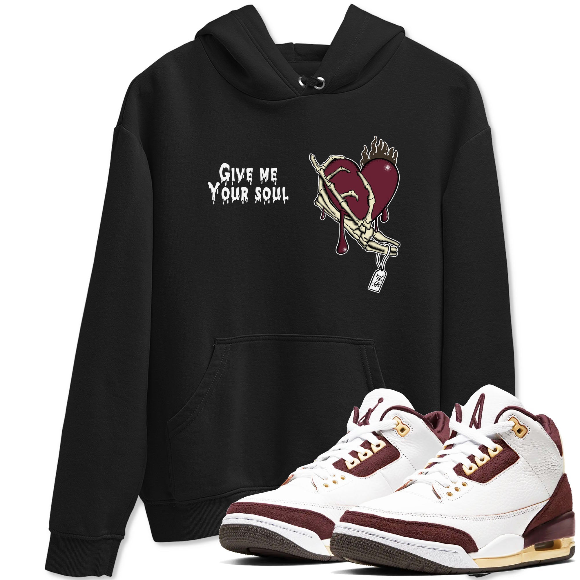 3s A Ma Maniere x Burgundy Crush shirts to match jordans Give Me Your Soul sneaker match tees Air Jordan 3 A Ma Maniere x Burgundy Crush Drip Gear Zone unisex cotton Black 1 crew neck shirts