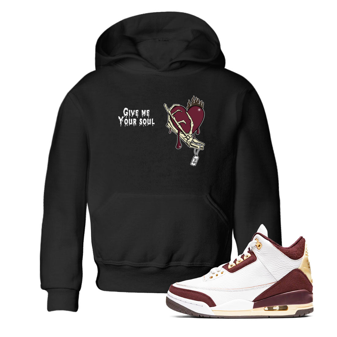 3s A Ma Maniere x Burgundy Crush shirts to match jordans Give Me Your Soul sneaker match tees Air Jordan 3 A Ma Maniere x Burgundy Crush Drip Gear Zone Youth Baby Black 1 crew neck shirts