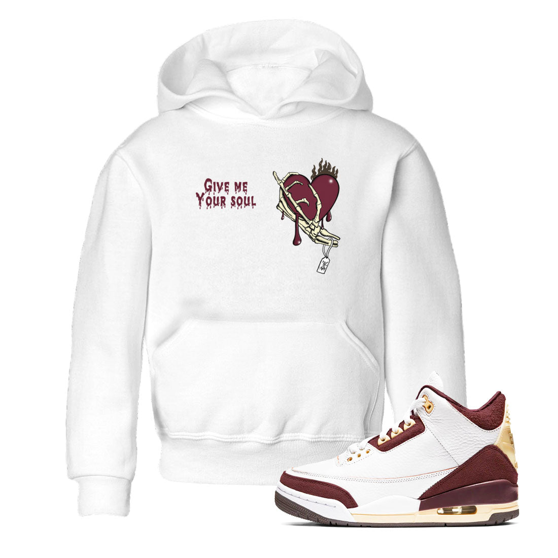 3s A Ma Maniere x Burgundy Crush shirts to match jordans Give Me Your Soul sneaker match tees Air Jordan 3 A Ma Maniere x Burgundy Crush Drip Gear Zone Youth Baby White 1 crew neck shirts