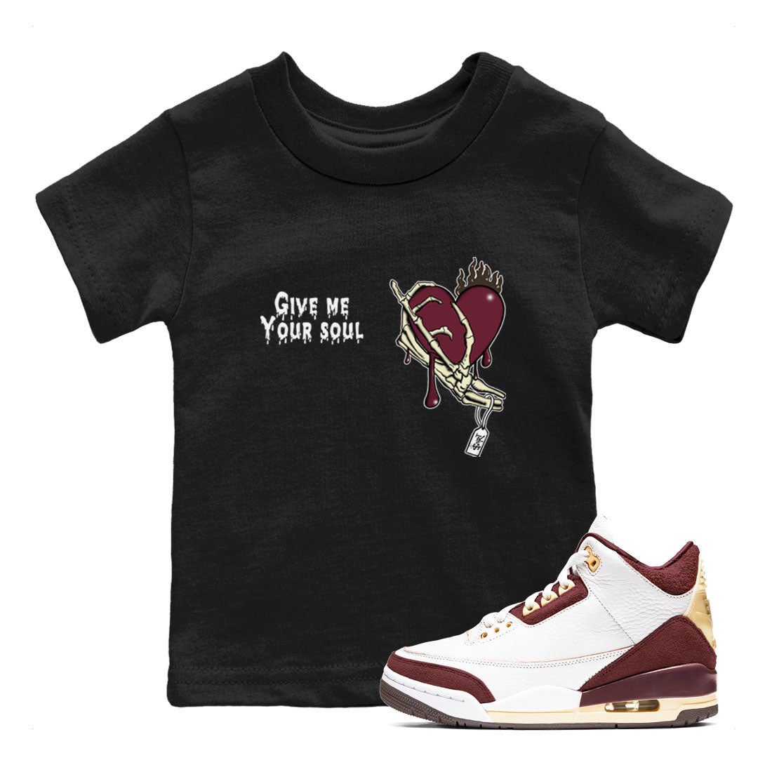 3s A Ma Maniere x Burgundy Crush shirts to match jordans Give Me Your Soul sneaker match tees Air Jordan 3 A Ma Maniere x Burgundy Crush Drip Gear Zone Youth Baby Black 1 crew neck shirts