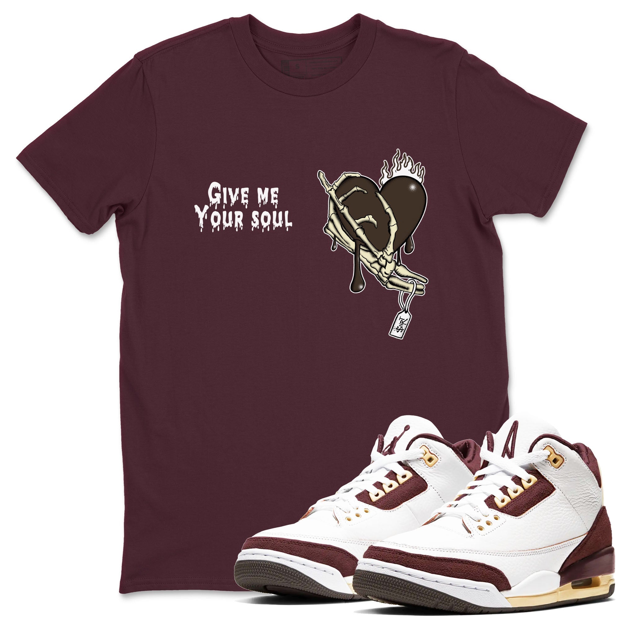 3s A Ma Maniere x Burgundy Crush shirts to match jordans Give Me Your Soul sneaker match tees Air Jordan 3 A Ma Maniere x Burgundy Crush Drip Gear Zone unisex cotton Maroon 1 crew neck shirts