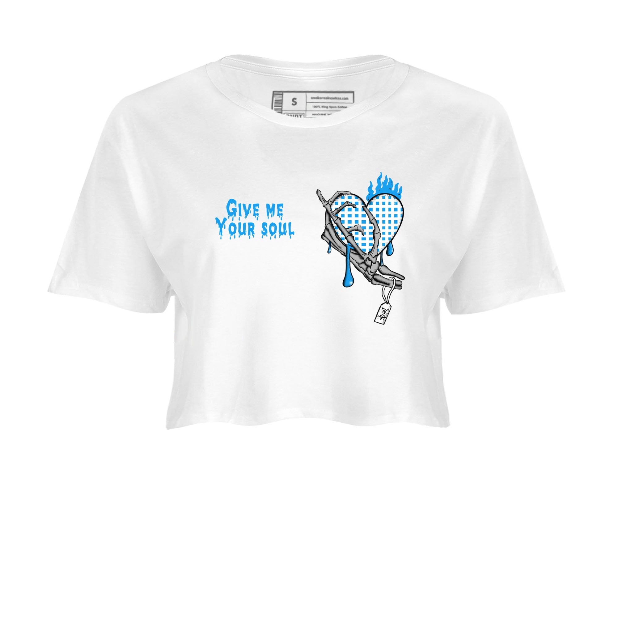 4s Military Blue shirts to match jordans Give Me Your Soul sneaker match tees Air Jordan 4 Military Blue Drip Gear Zone unisex cotton White 2 Crop Shirts
