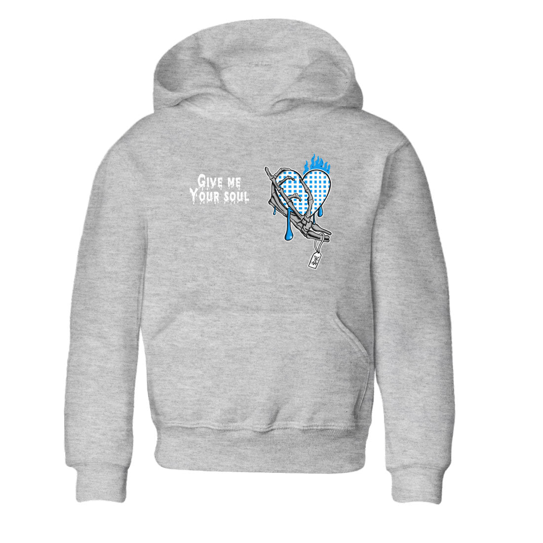 4s Military Blue shirts to match jordans Give Me Your Soul sneaker match tees Air Jordan 4 Military Blue Drip Gear Zone Youth Baby Heather Grey 2 crew neck shirts