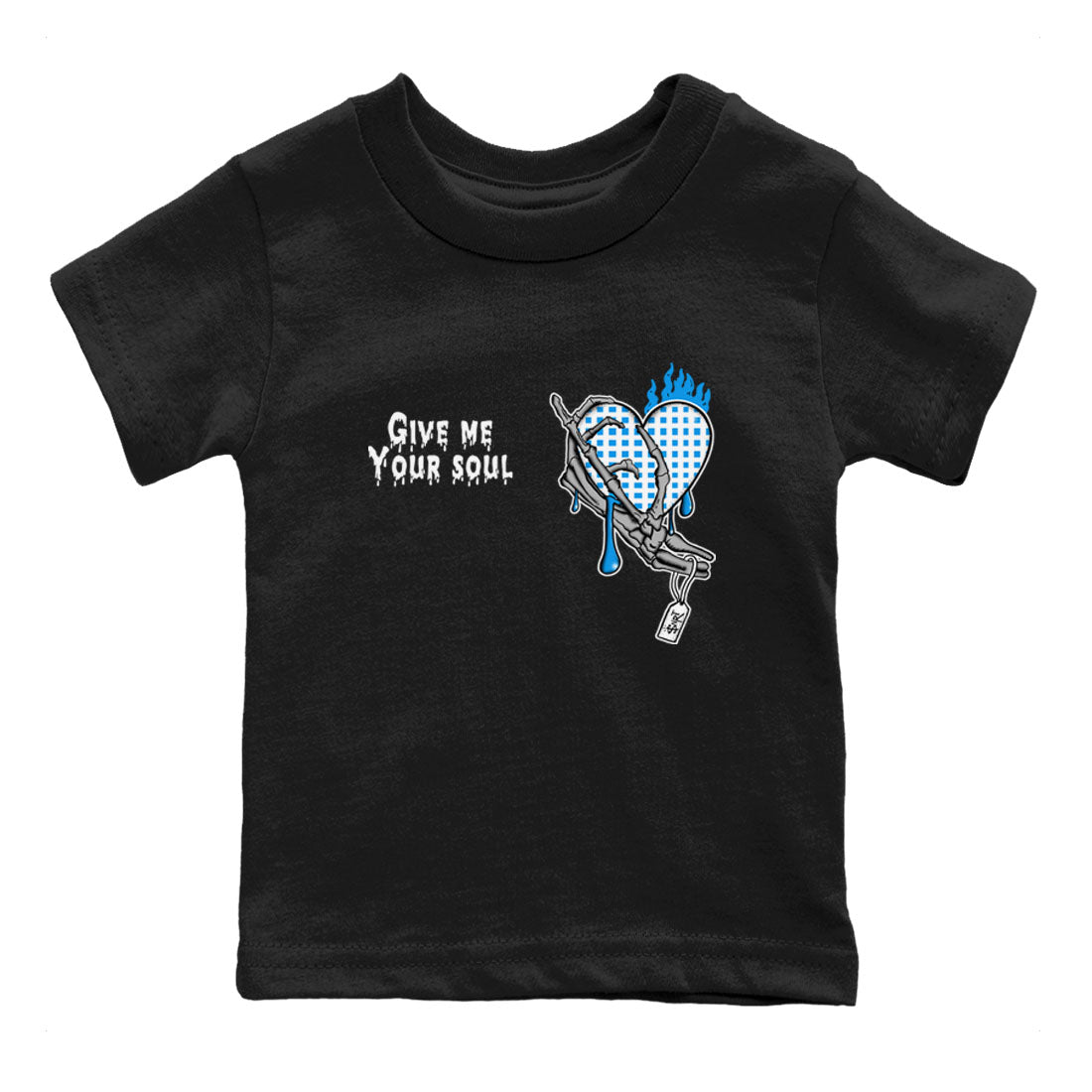 4s Military Blue shirts to match jordans Give Me Your Soul sneaker match tees Air Jordan 4 Military Blue Drip Gear Zone Youth Baby Black 2 crew neck shirts