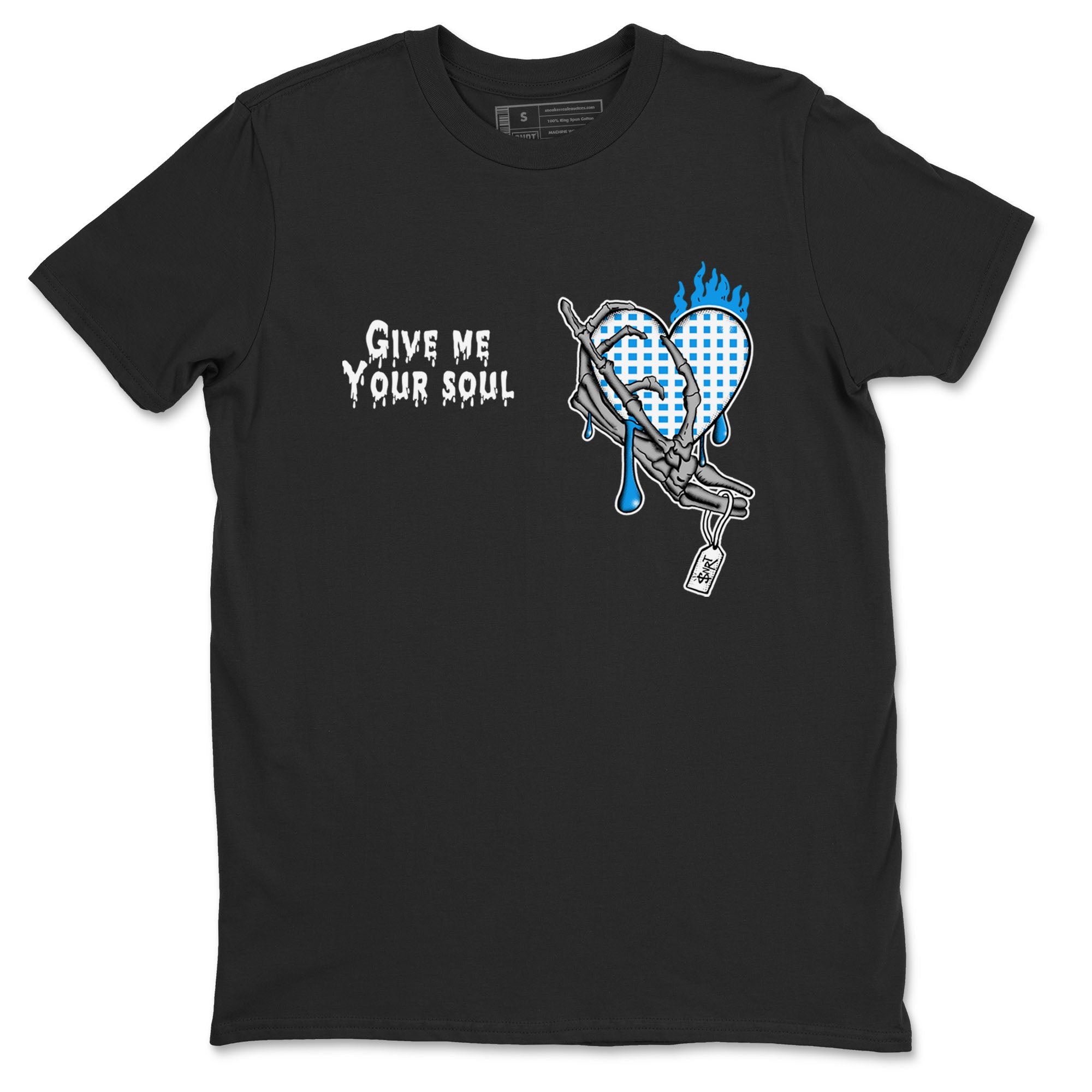 4s Military Blue shirts to match jordans Give Me Your Soul sneaker match tees Air Jordan 4 Military Blue Drip Gear Zone unisex cotton Black 2 crew neck shirts