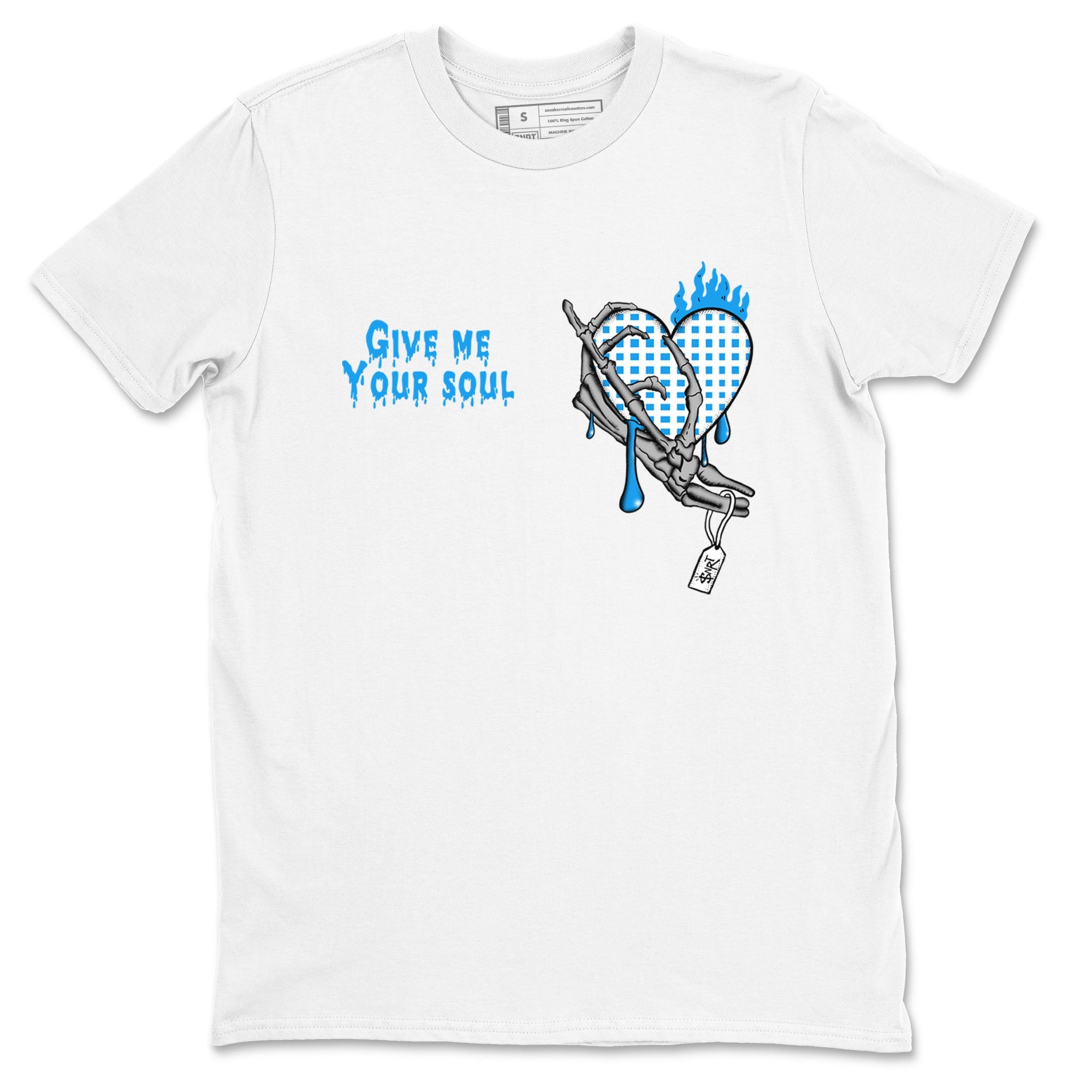 4s Military Blue shirts to match jordans Give Me Your Soul sneaker match tees Air Jordan 4 Military Blue Drip Gear Zone unisex cotton White 2 crew neck shirts