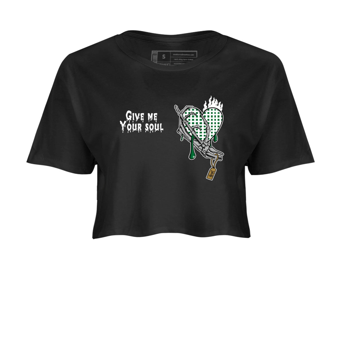 4s Pine Green shirts to match jordans Give Me Your Soul sneaker match tees Air Jordan 4 Pine Green Drip Gear Zone unisex cotton Black 2 Crop Shirts