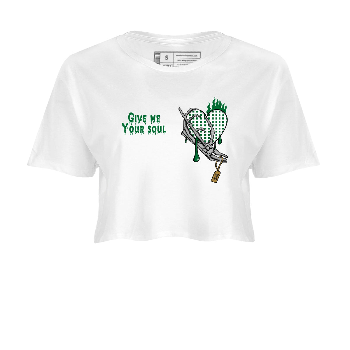 4s Pine Green shirts to match jordans Give Me Your Soul sneaker match tees Air Jordan 4 Pine Green Drip Gear Zone unisex cotton White 2 Crop Shirts