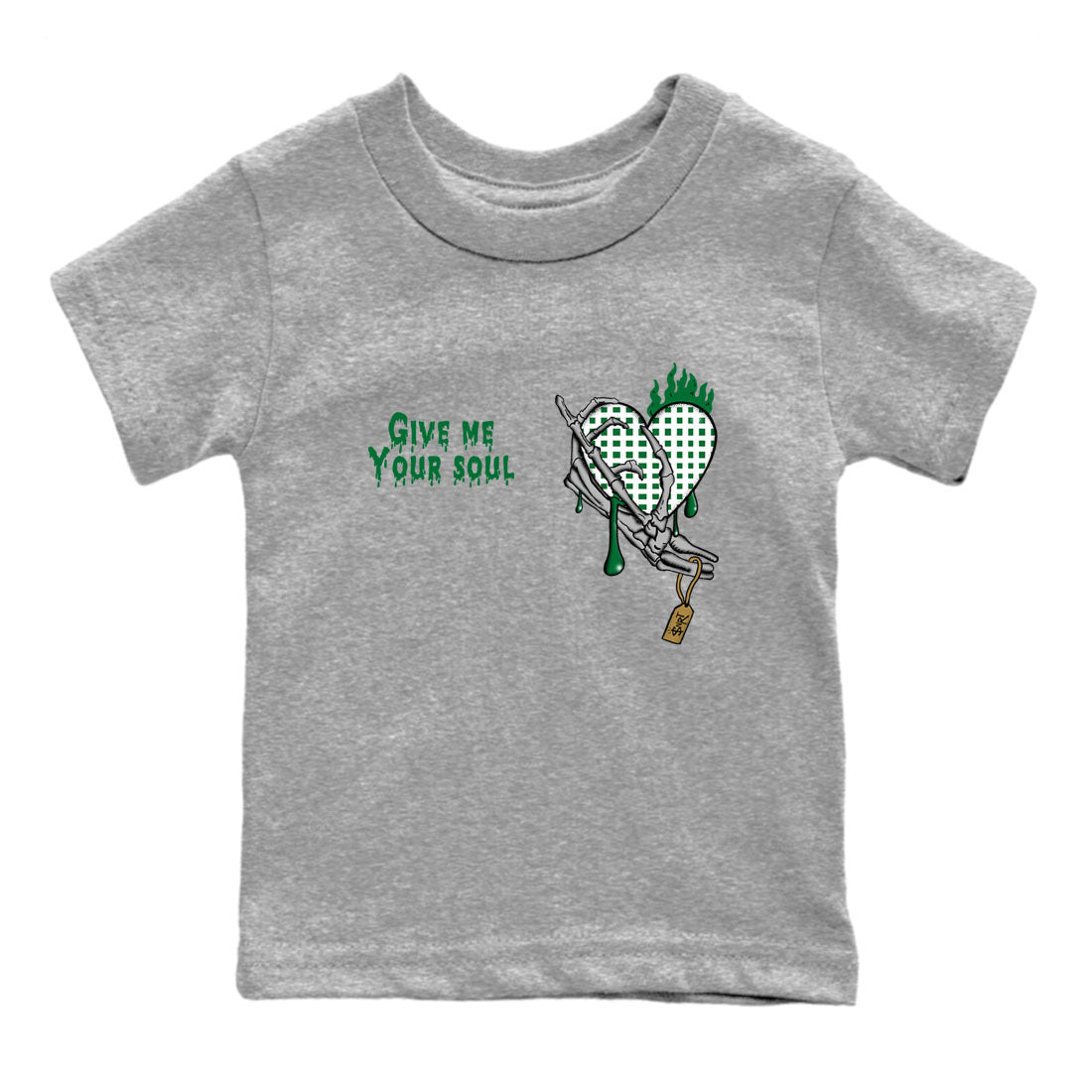 4s Pine Green shirts to match jordans Give Me Your Soul sneaker match tees Air Jordan 4 Pine Green Drip Gear Zone Youth Baby Heather Grey 2 crew neck shirts